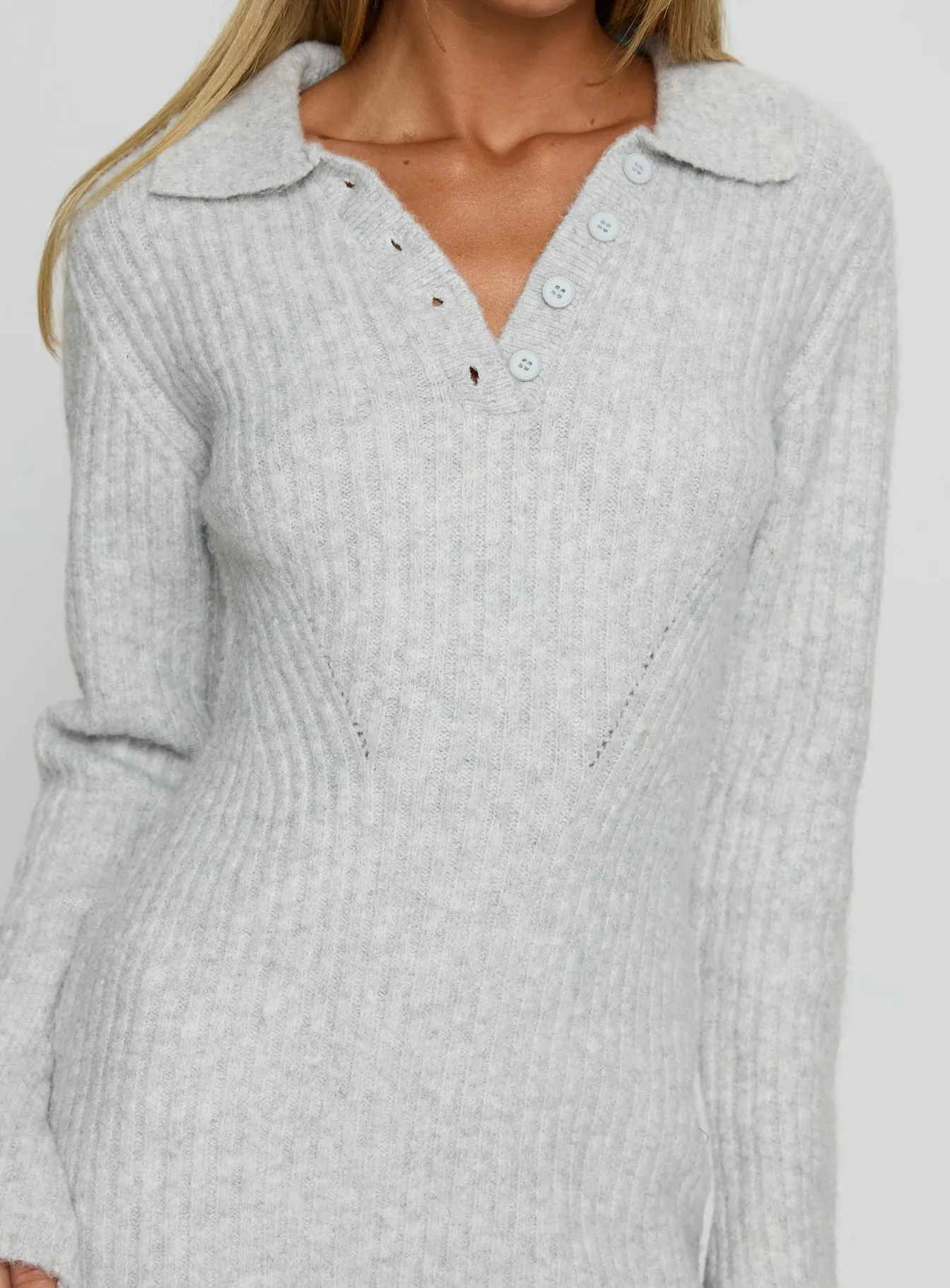 Naloma Knit Long Sleeve Mini Dress Grey Marle sold by Princess Polly product image thumbnail 5