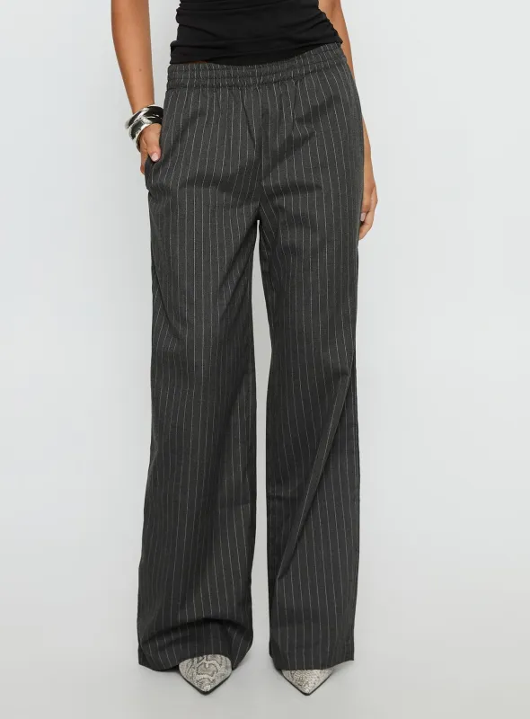 Jaysa Baggy Wide Leg Pant Grey Pinstripe sold by Princess Polly