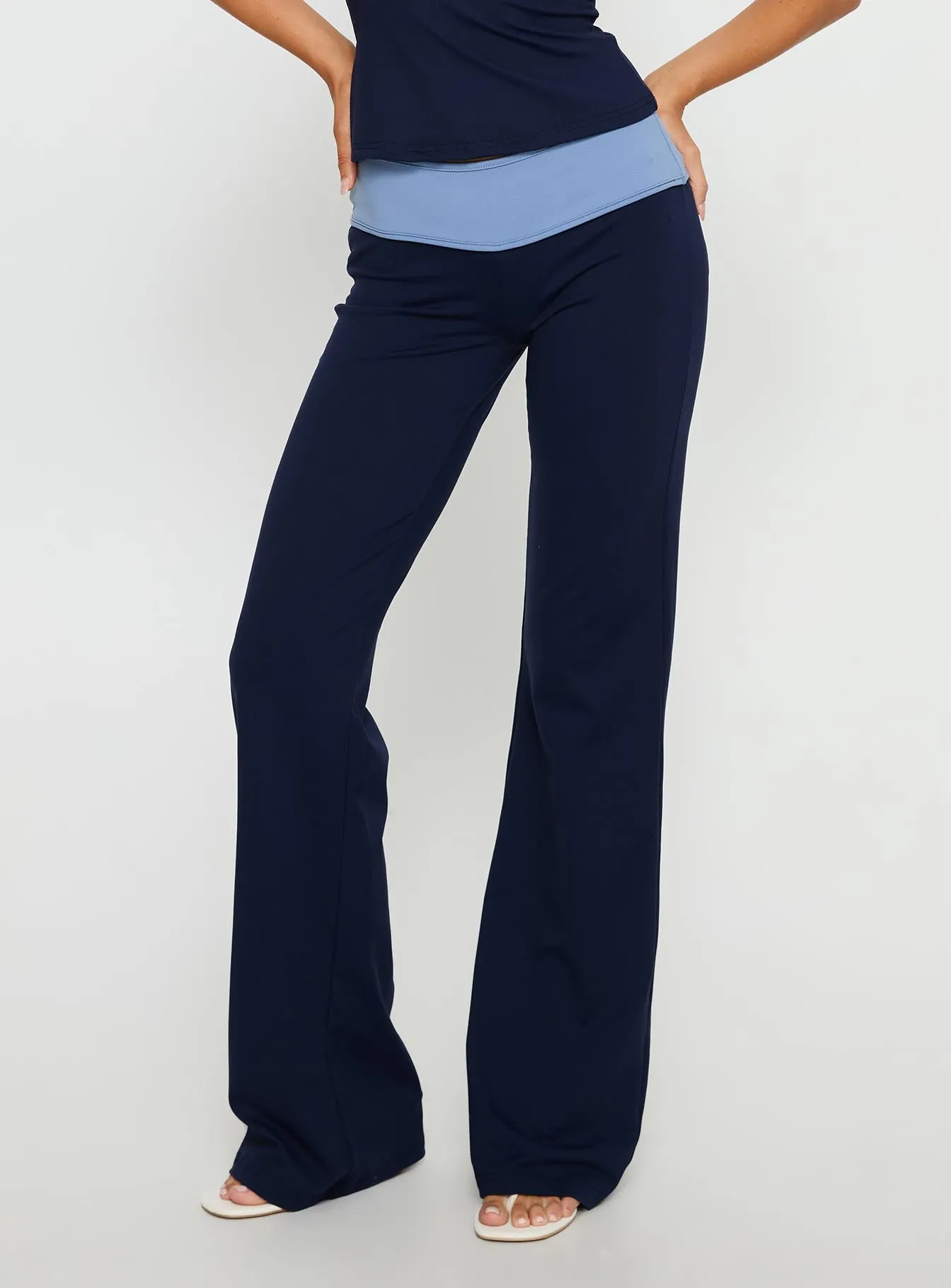 Kobee Jersey Flare Pants Navy / Light Blue sold by Princess Polly product image thumbnail 2