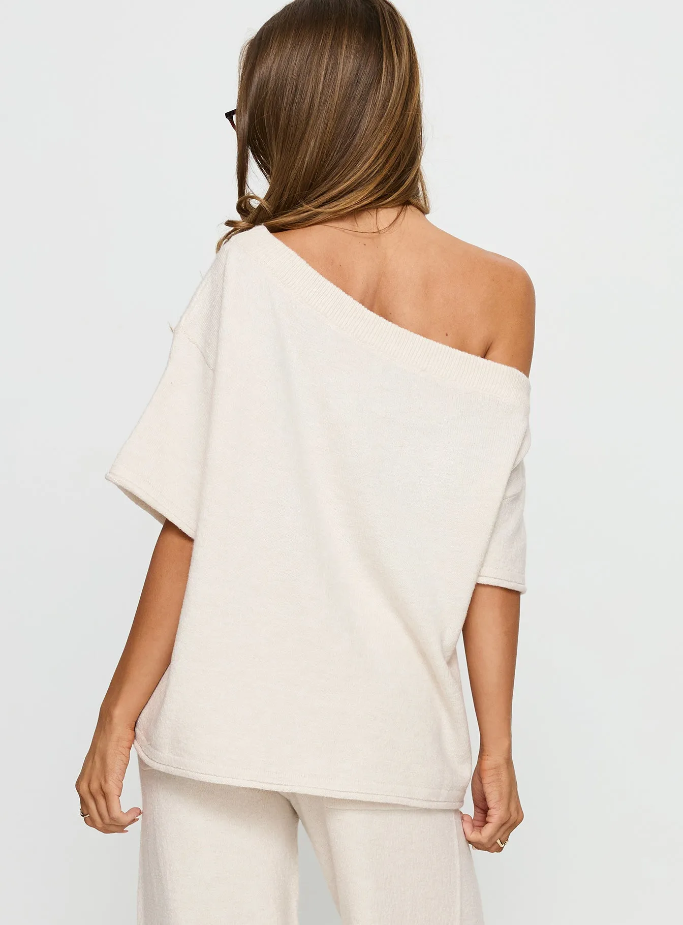 Kourta Off Shoulder Oversized Knit Top Oat sold by Princess Polly product image thumbnail 5