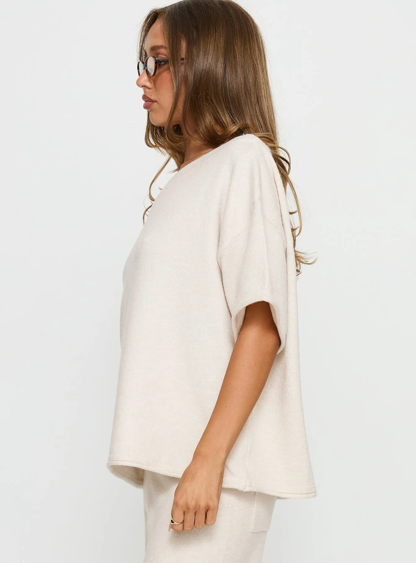 Kourta Off Shoulder Oversized Knit Top Oat sold by Princess Polly product image thumbnail 4