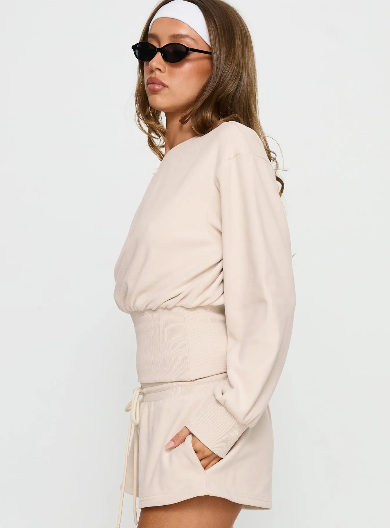 Cassey Off Shoulder Slouchy Jumper Cream sold by Princess Polly product image thumbnail 4