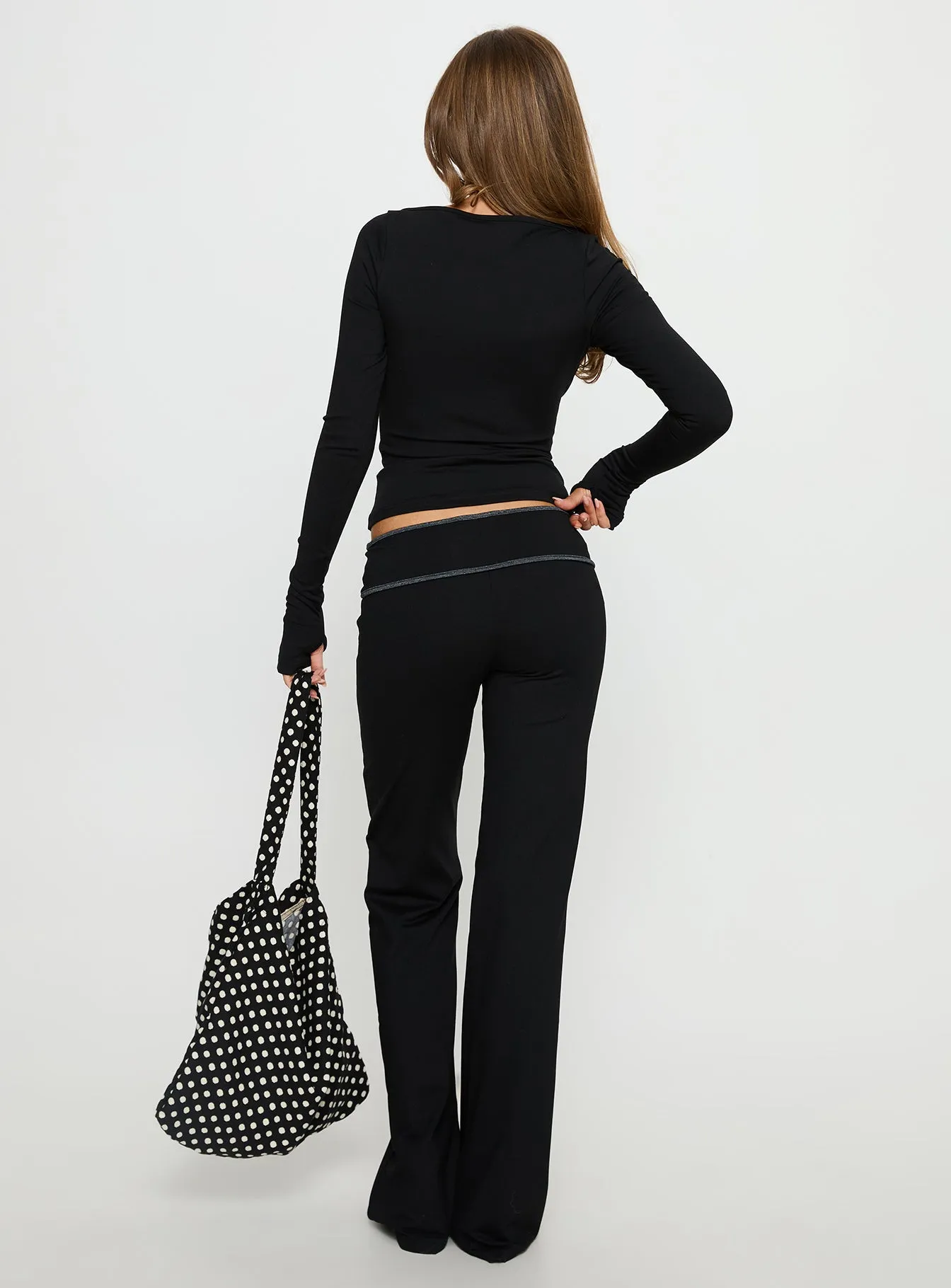 Kobee Jersey Flare Pants Black / Grey sold by Princess Polly product image thumbnail 5