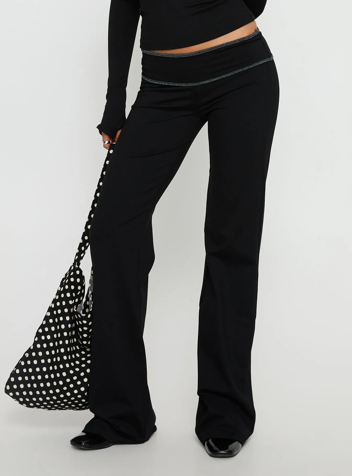 Kobee Jersey Flare Pants Black / Grey sold by Princess Polly product image thumbnail 2