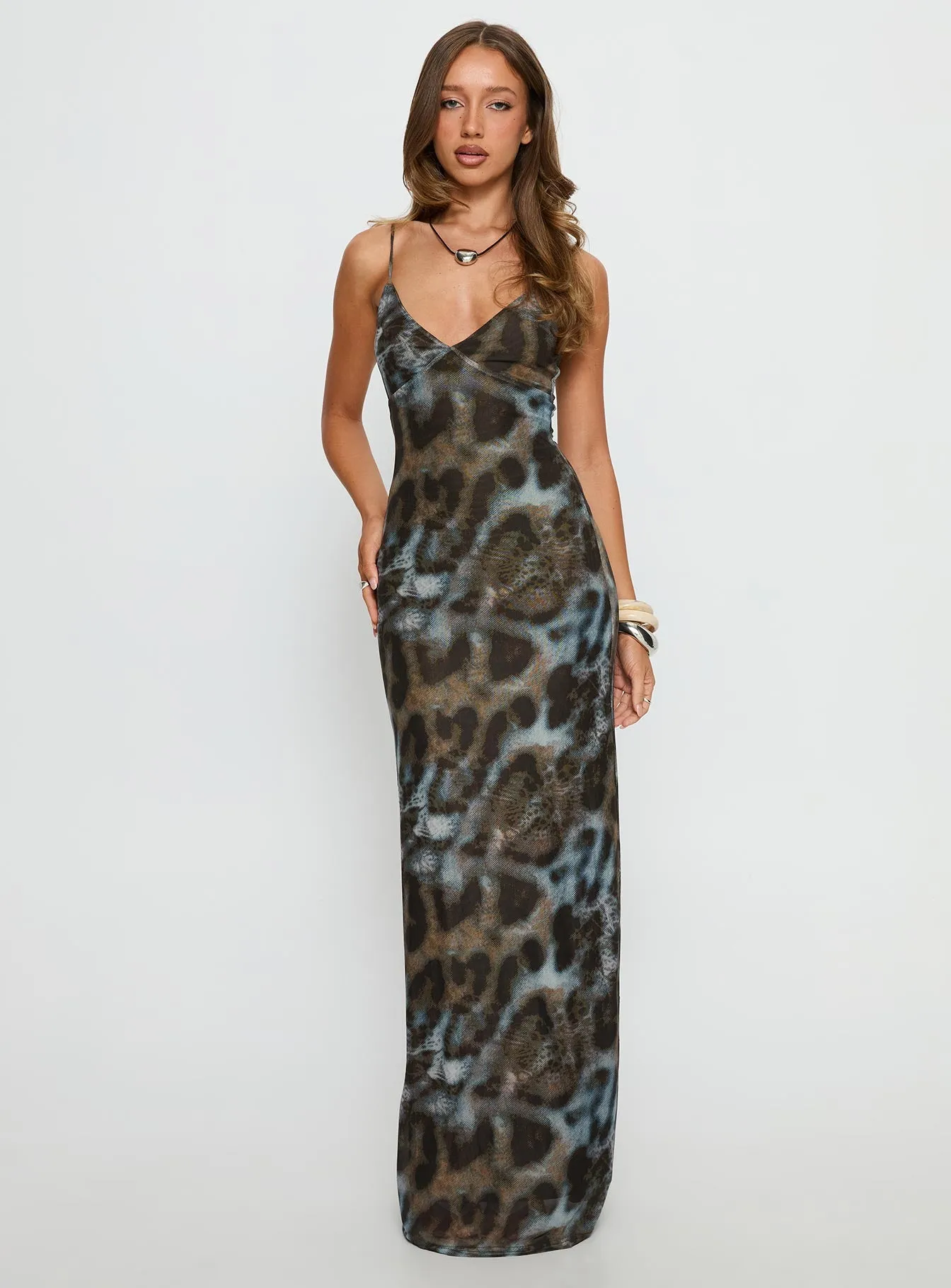 Saphrona V-neck Maxi Dress Leopard sold by Princess Polly