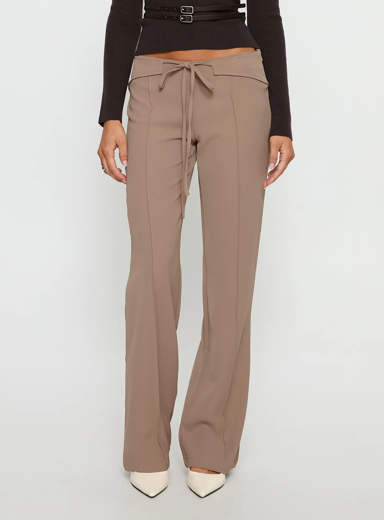 Narratives Wrap Tie Trouser Pant Taupe sold by Princess Polly product image thumbnail 2
