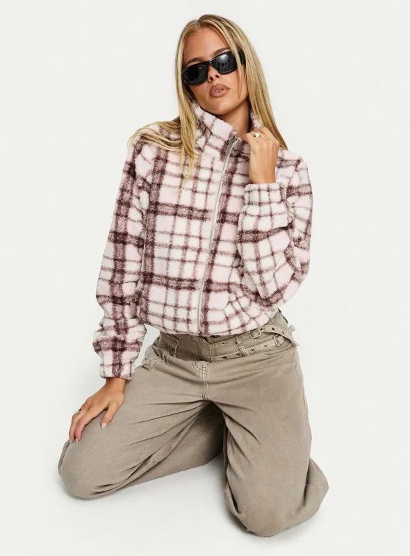 Vannessa Collared Jacket Pink Check sold by Princess Polly