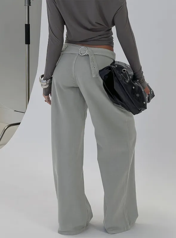 Incognito Low Rise Wide Leg Cargo Jeans Grey sold by Princess Polly