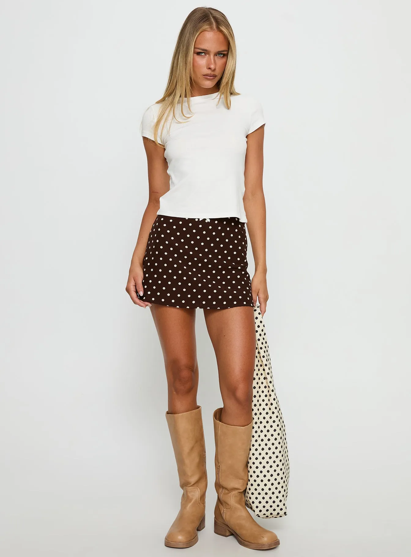 Tejano Mini Skirt Brown Polka Dot sold by Princess Polly product image thumbnail 3