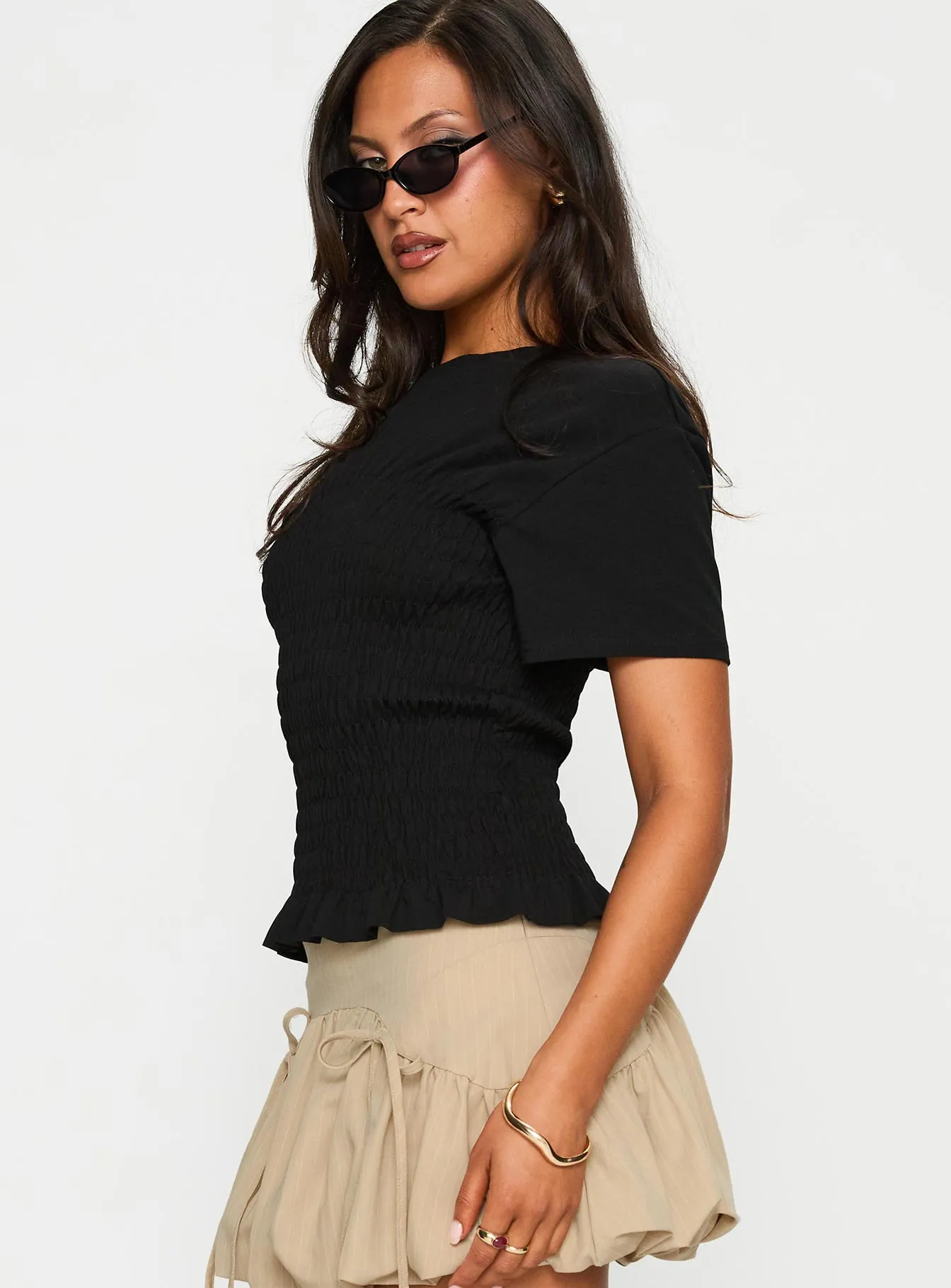 Maybe Tomorrow Ruched Top Black sold by Princess Polly product image thumbnail 4