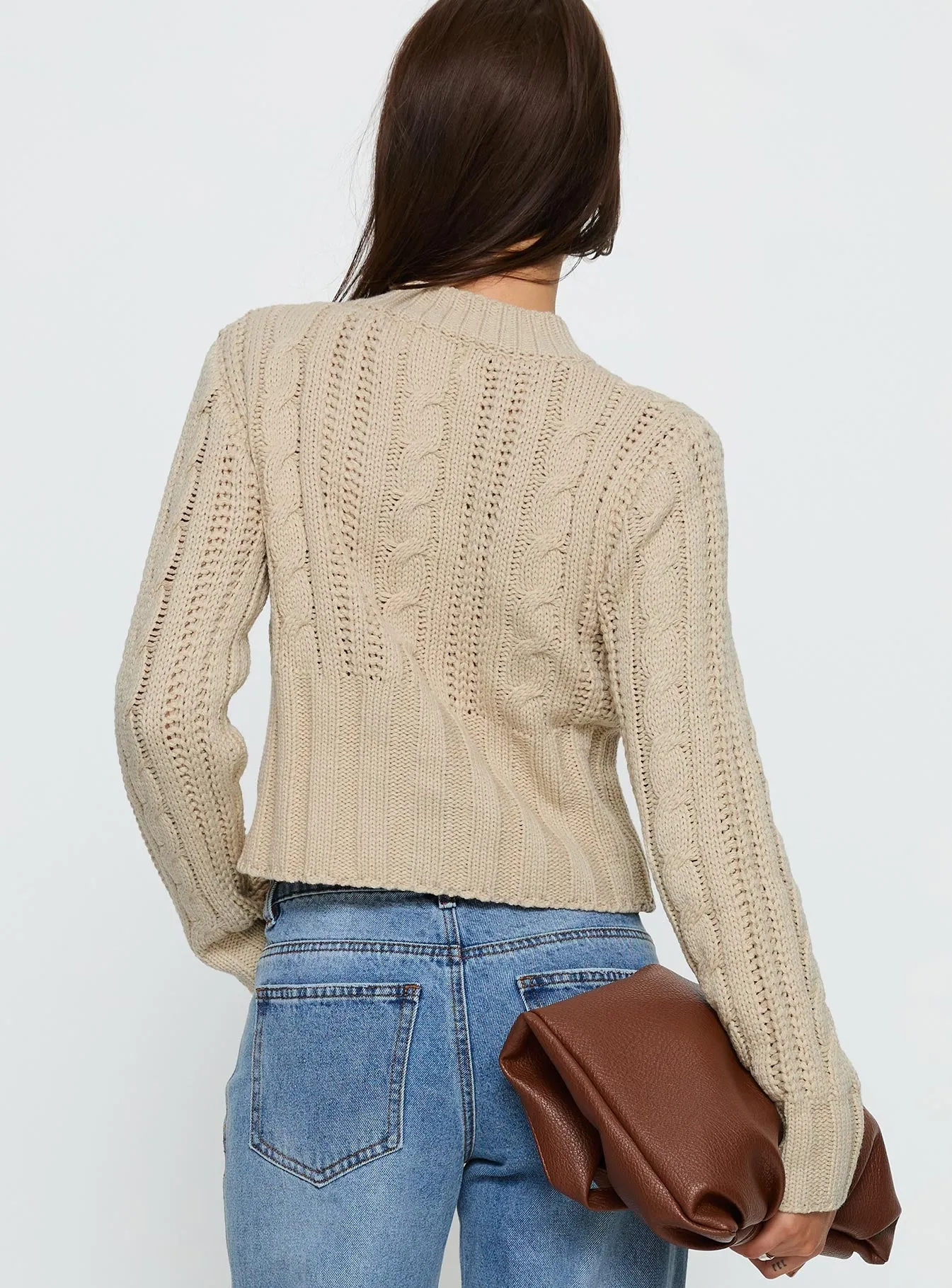 Donielle Cable Knit Cardigan Beige sold by Princess Polly product image thumbnail 5