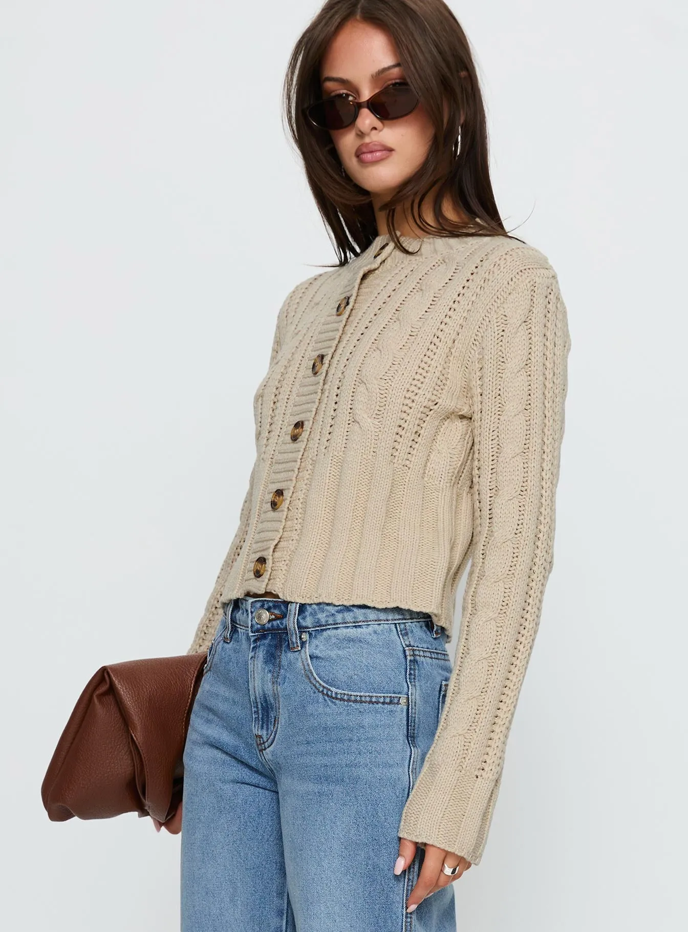 Donielle Cable Knit Cardigan Beige sold by Princess Polly product image thumbnail 4