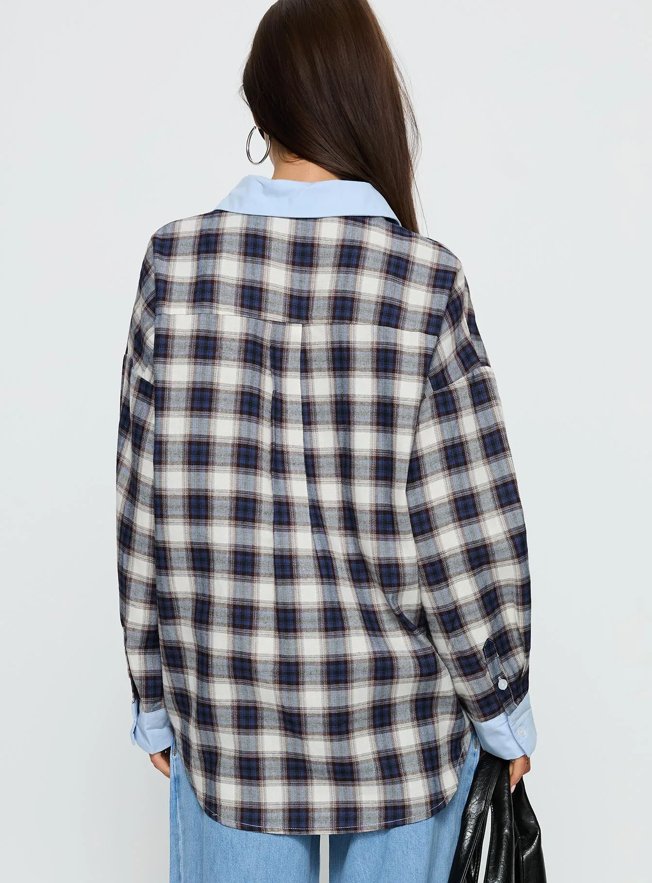 Walda Contrast Flannel Shirt Blue Check sold by Princess Polly product image thumbnail 5