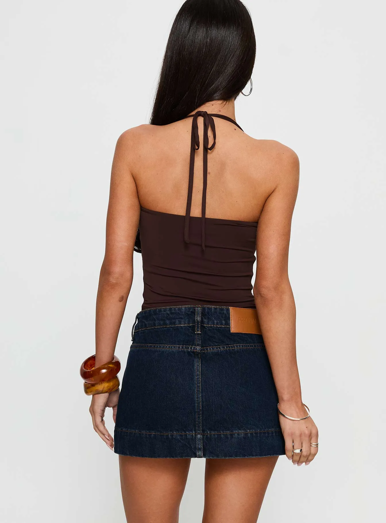 Warna Low Rise Denim Mini Skirt Dark Wash sold by Princess Polly product image thumbnail 4