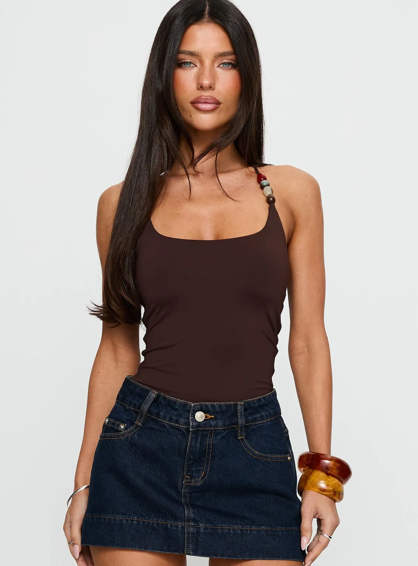 Someone You Need Bead Detail Bodysuit Chocolate sold by Princess Polly product image thumbnail 2