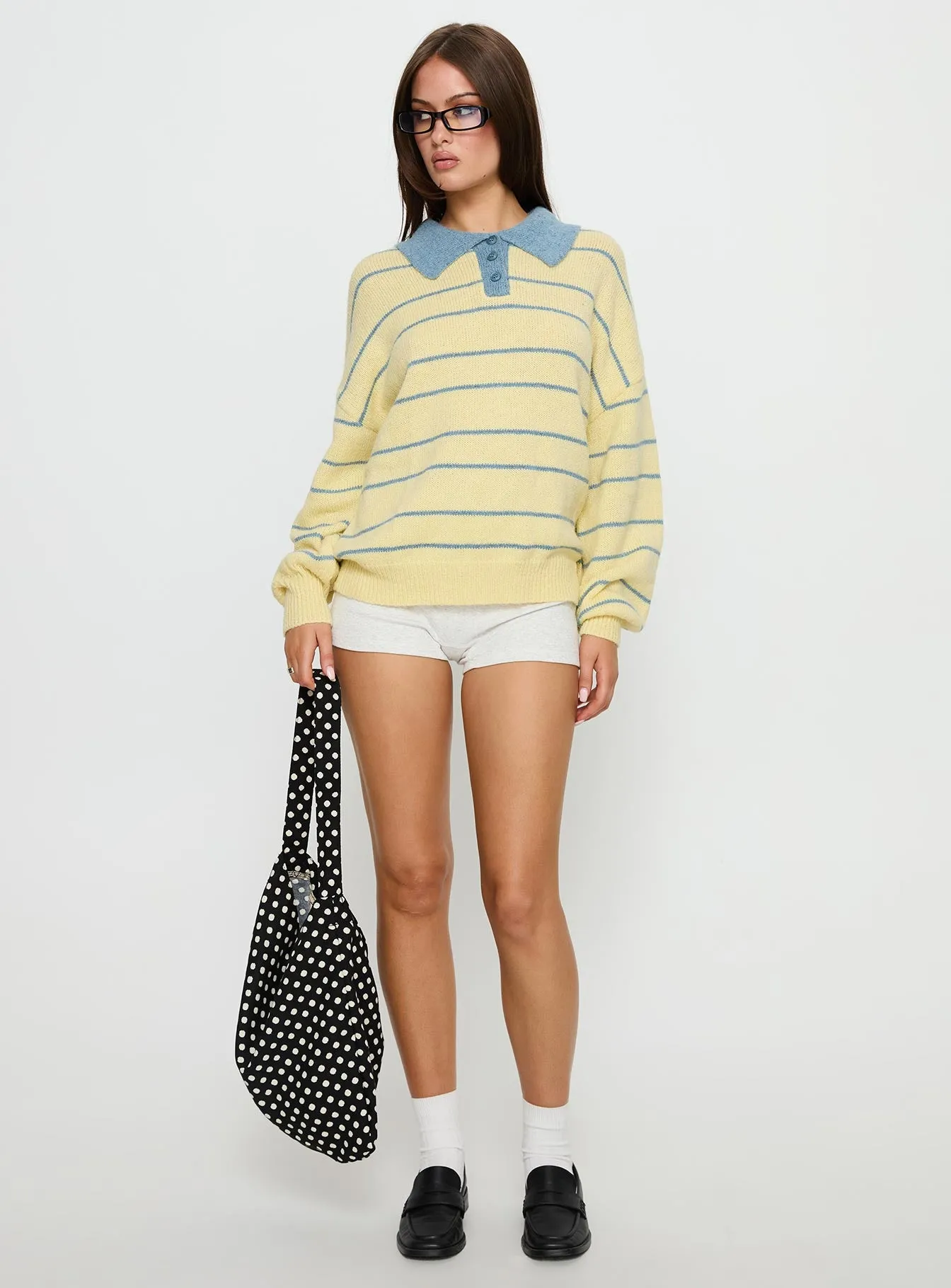 Minda Collared Knit Sweater Yellow Stripe sold by Princess Polly product image thumbnail 3