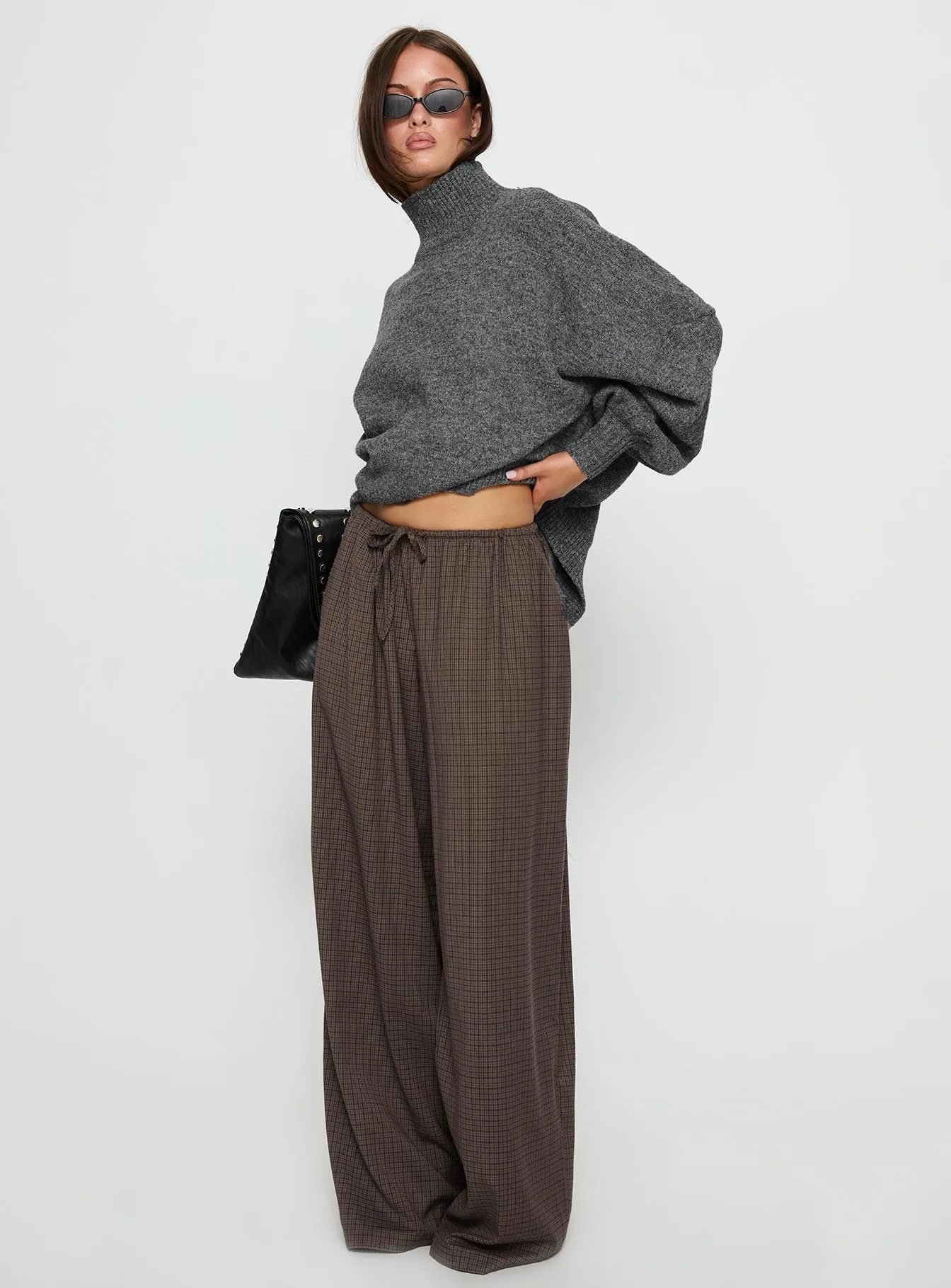 Bungala Oversized Relaxed Pant Brown Check sold by Princess Polly product image thumbnail 3