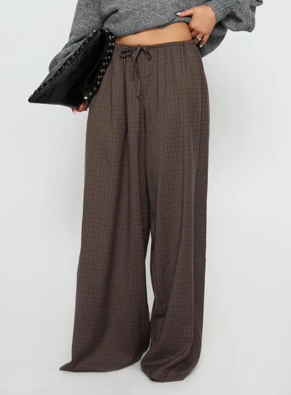 Bungala Oversized Relaxed Pant Brown Check sold by Princess Polly