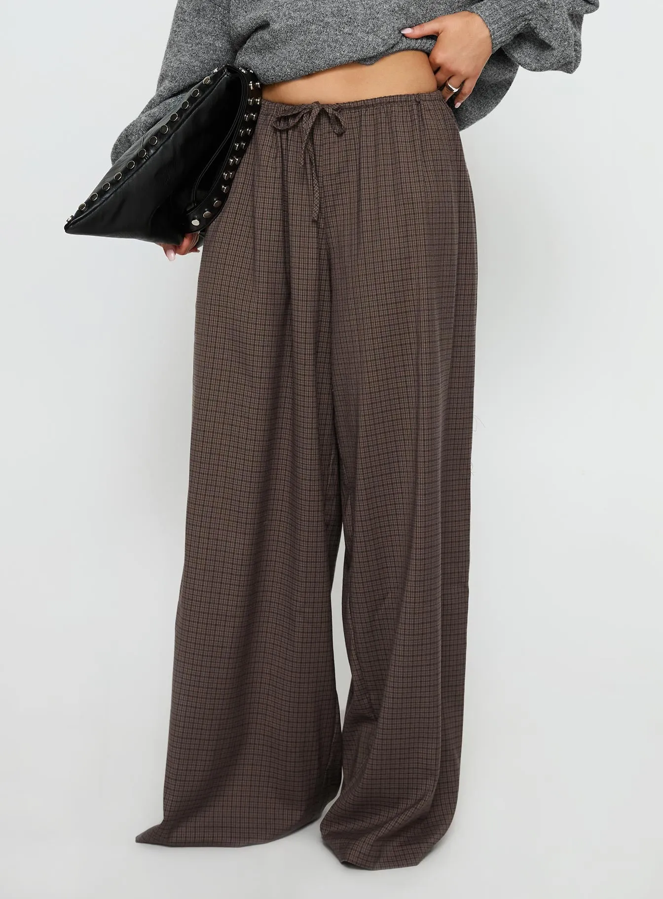 Bungala Oversized Relaxed Pant Brown Check sold by Princess Polly