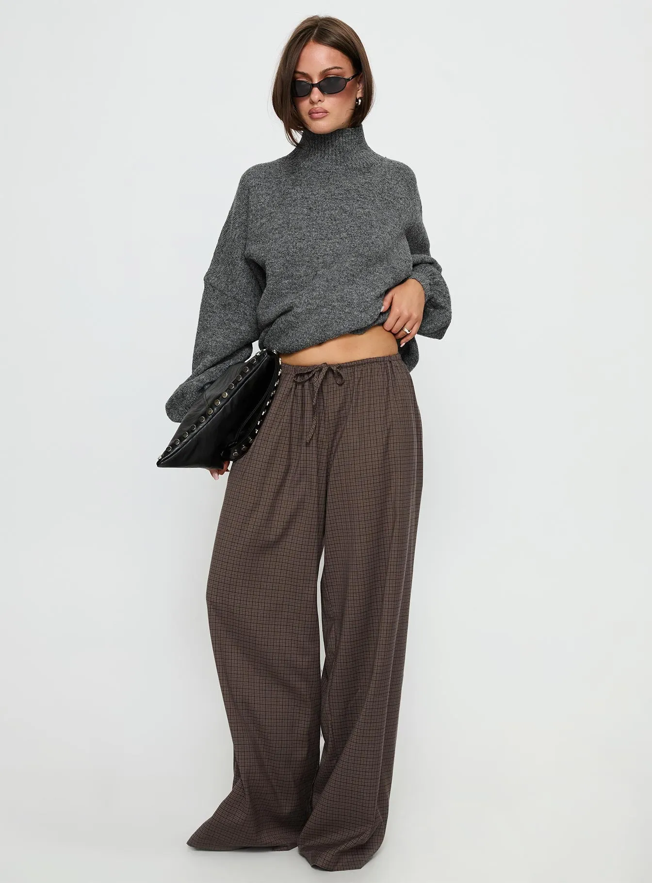 Bungala Oversized Relaxed Pant Brown Check sold by Princess Polly product image thumbnail 2