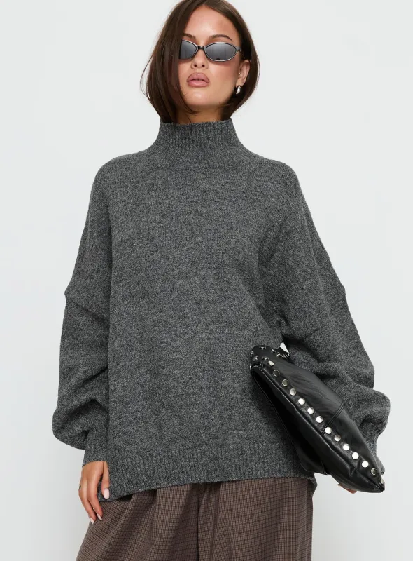 Patrizia Funnel Neck Knit Sweater Grey sold by Princess Polly