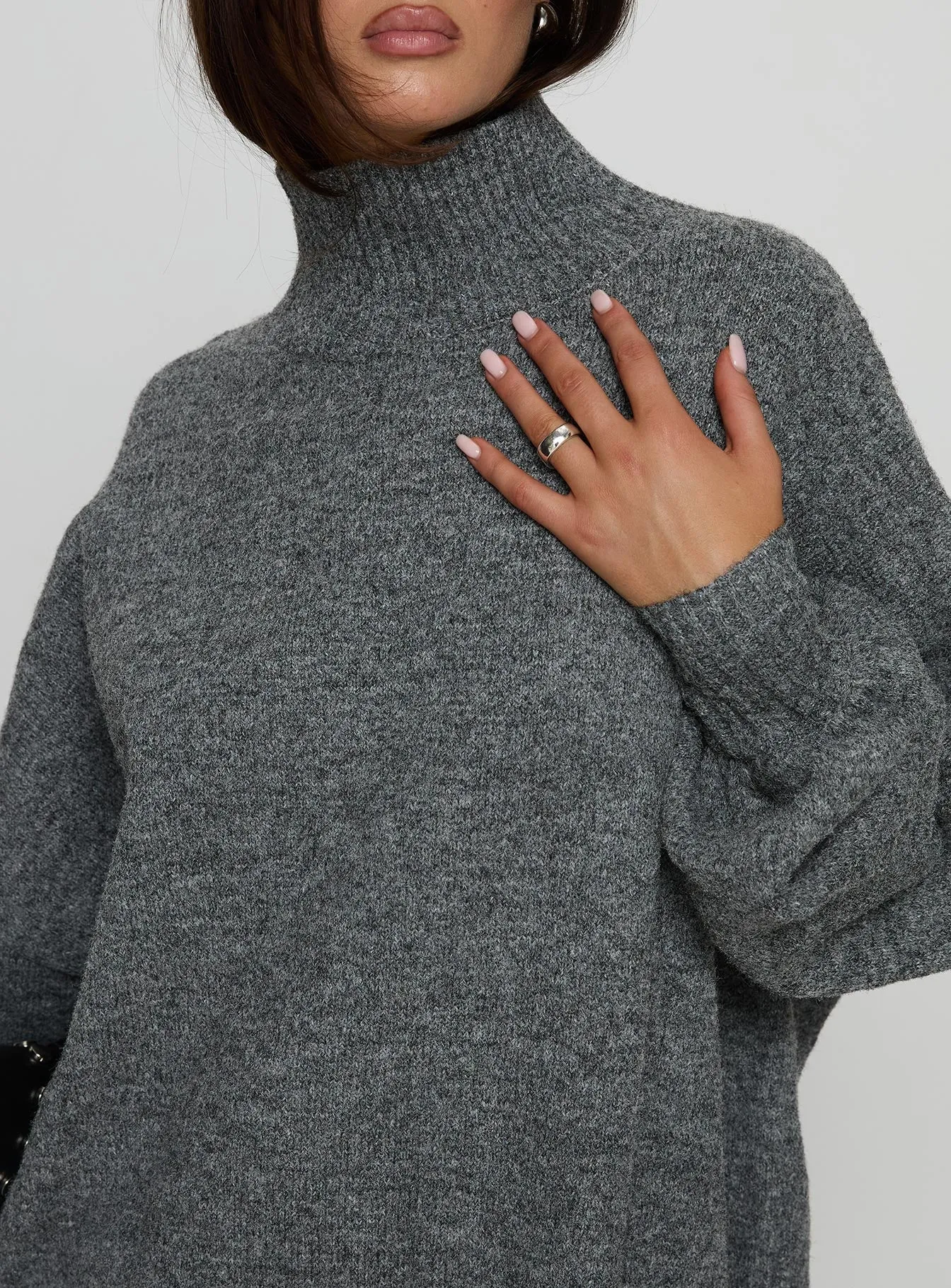 Patrizia Funnel Neck Knit Sweater Grey sold by Princess Polly product image thumbnail 5