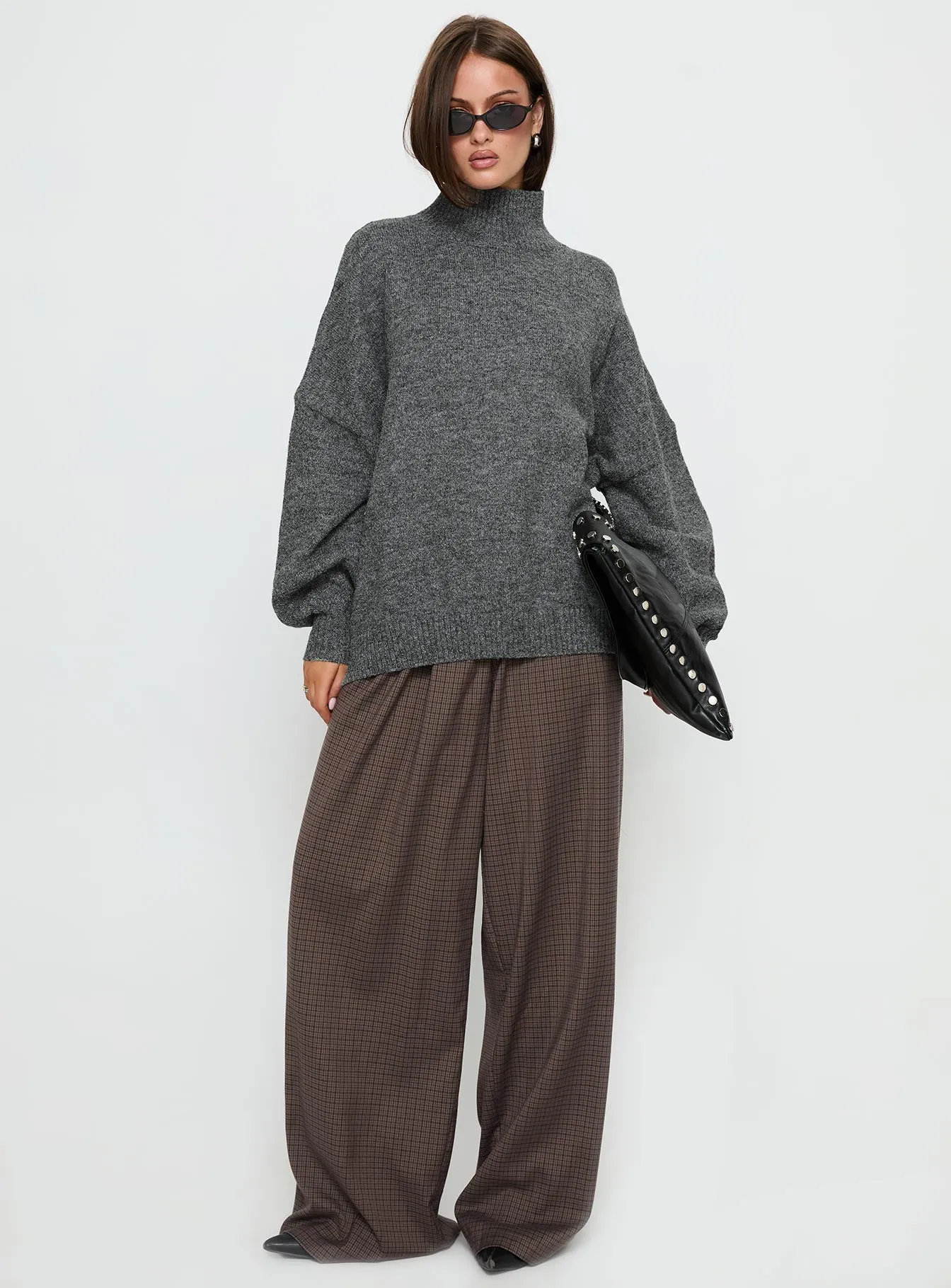 Patrizia Funnel Neck Knit Sweater Grey sold by Princess Polly product image thumbnail 2