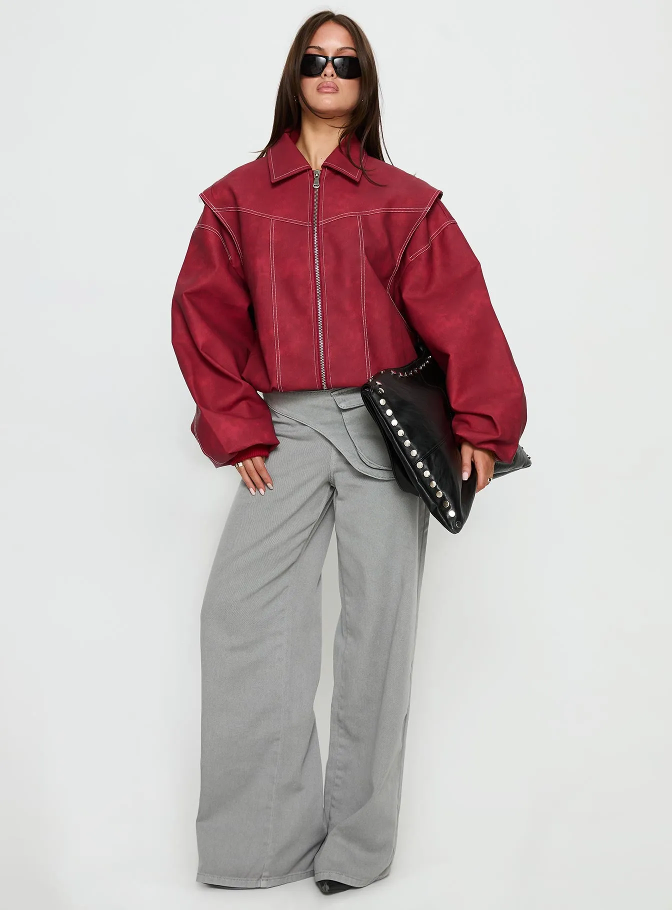 Vista Bomber Jacket Crimson sold by Princess Polly product image thumbnail 3