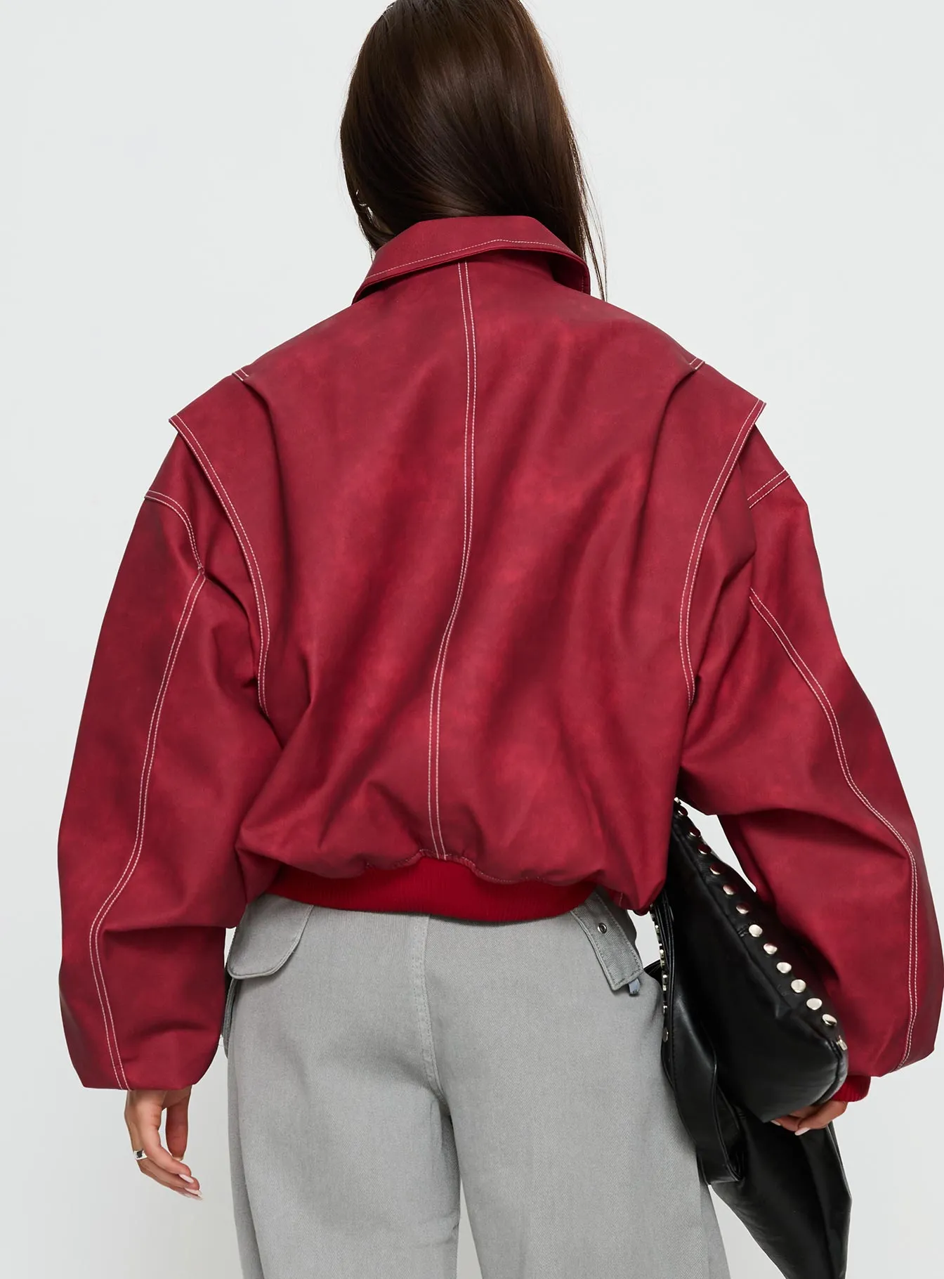 Vista Bomber Jacket Crimson sold by Princess Polly product image thumbnail 5