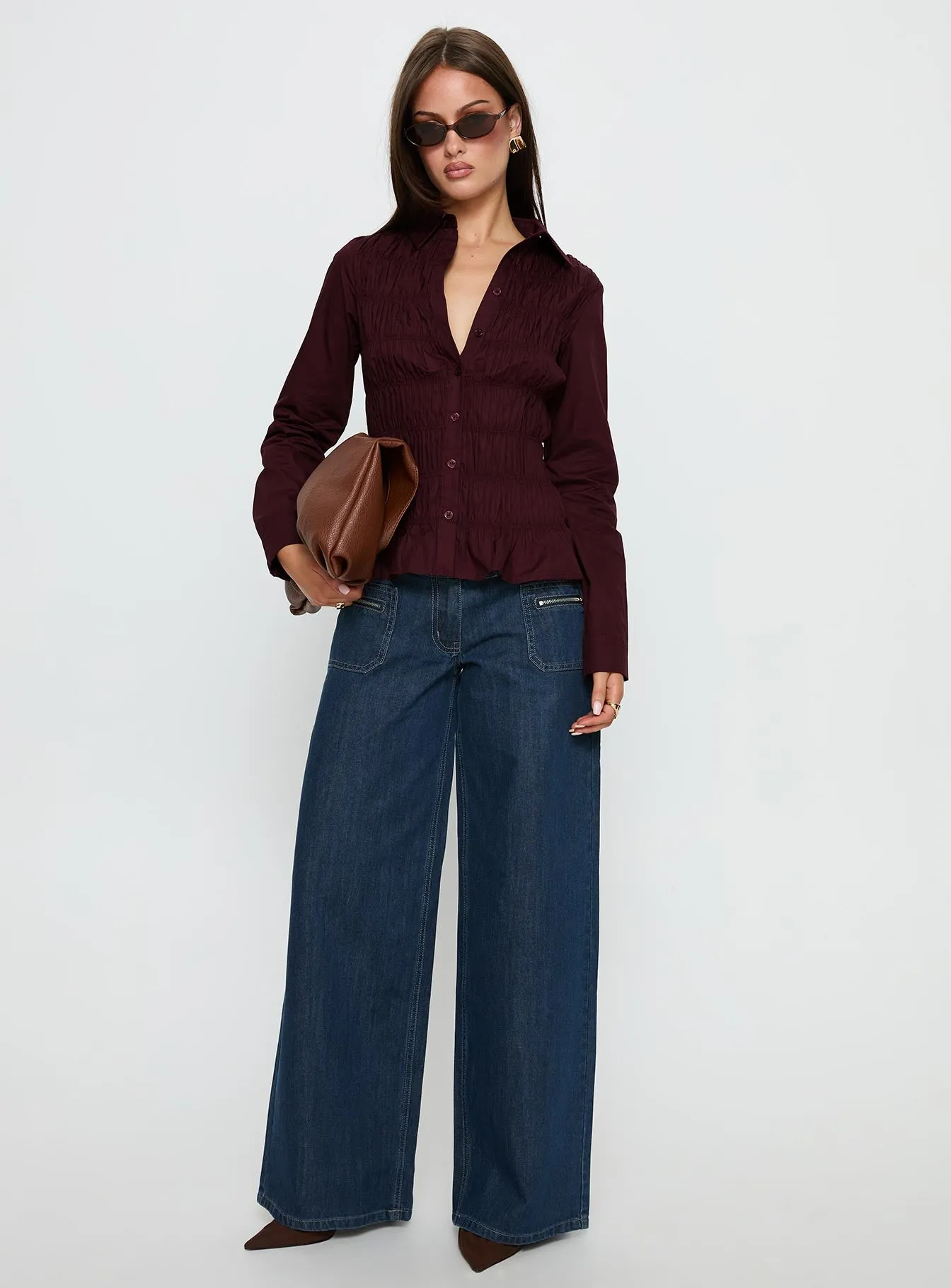 Cultivate Shirred Long Sleeve Top Plum sold by Princess Polly product image thumbnail 2
