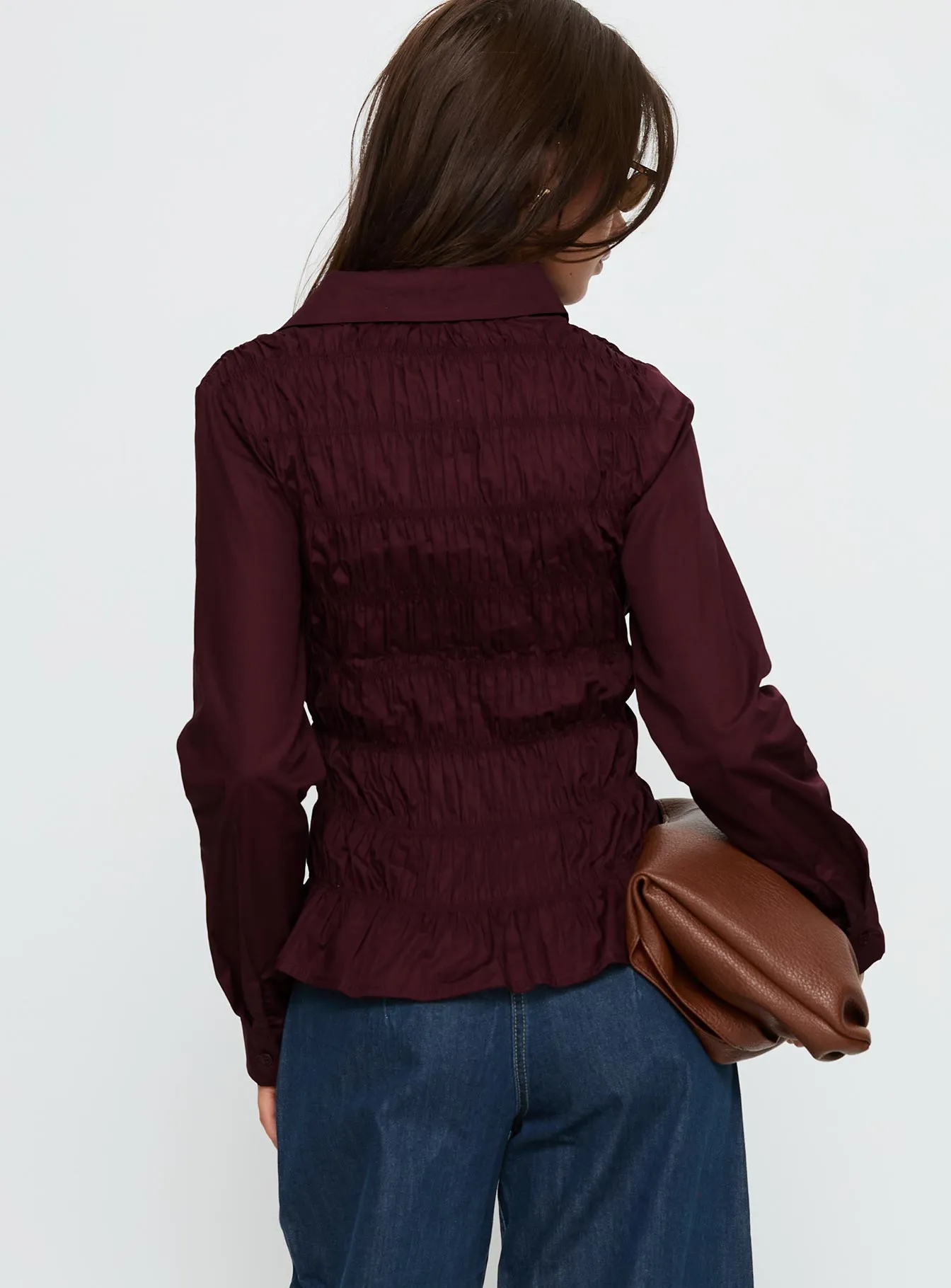 Cultivate Shirred Long Sleeve Top Plum sold by Princess Polly product image thumbnail 4
