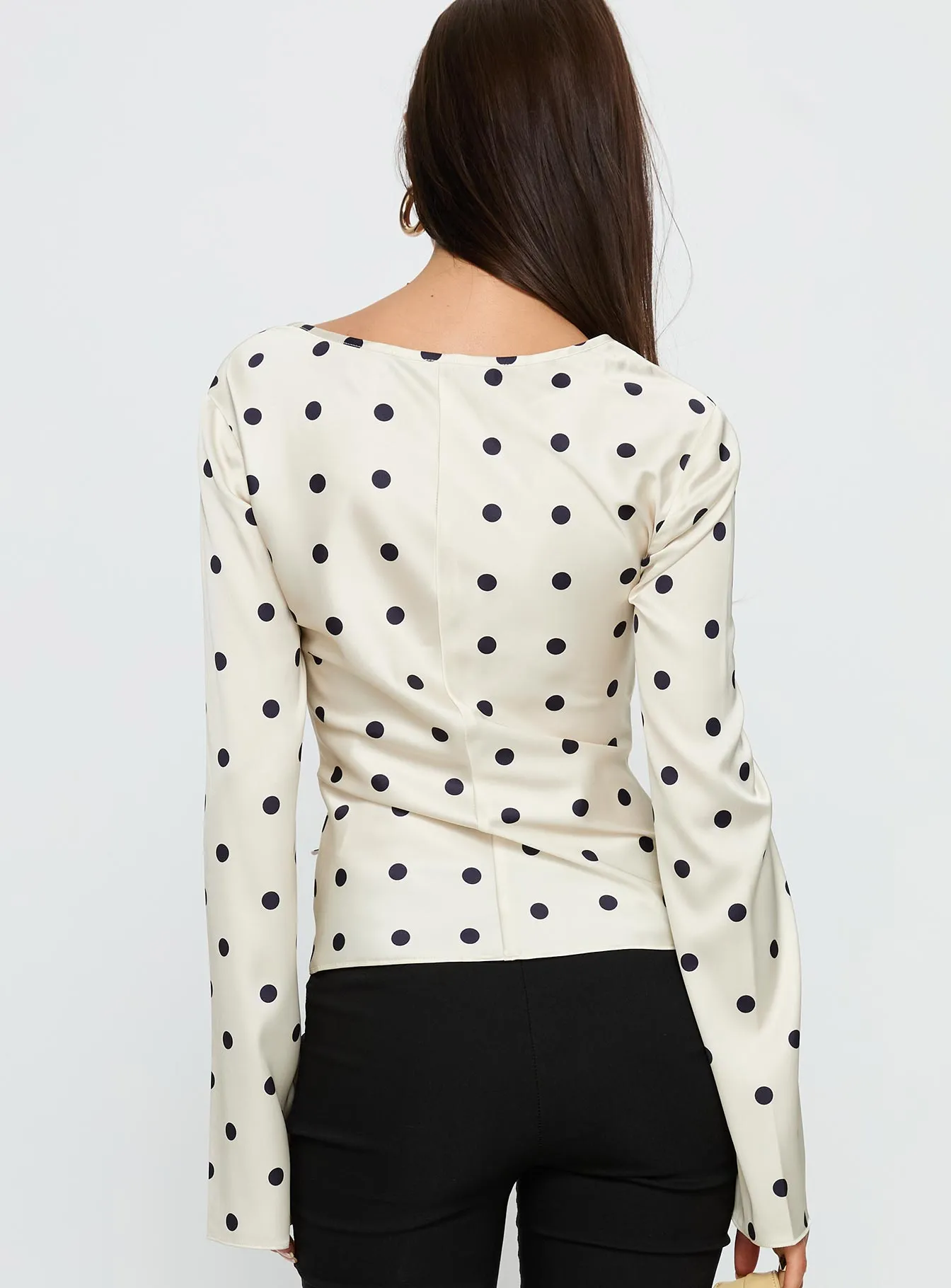 Mariah Long Sleeve Top Cream Polka sold by Princess Polly product image thumbnail 5