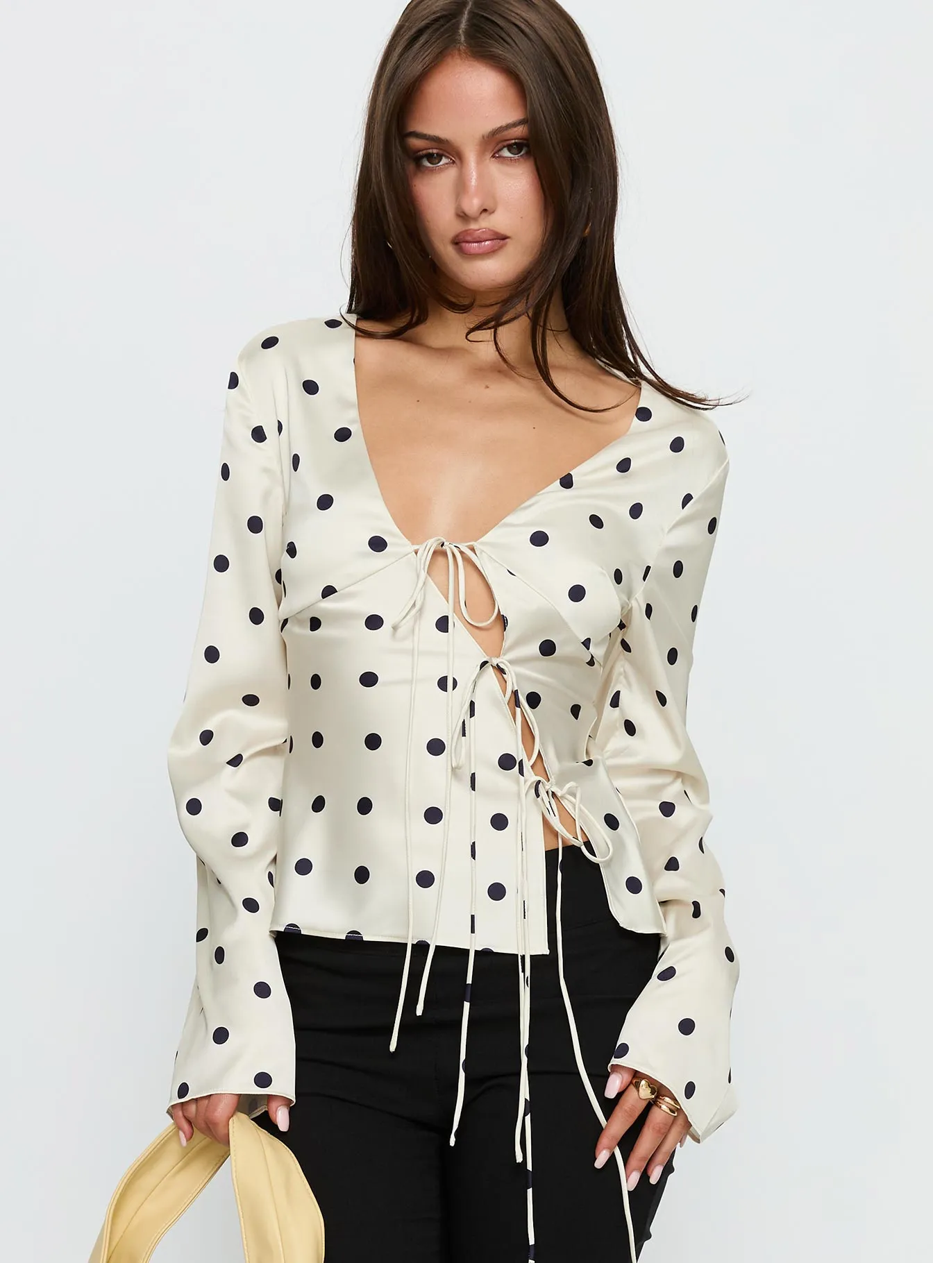 Mariah Long Sleeve Top Cream Polka sold by Princess Polly product image thumbnail 2
