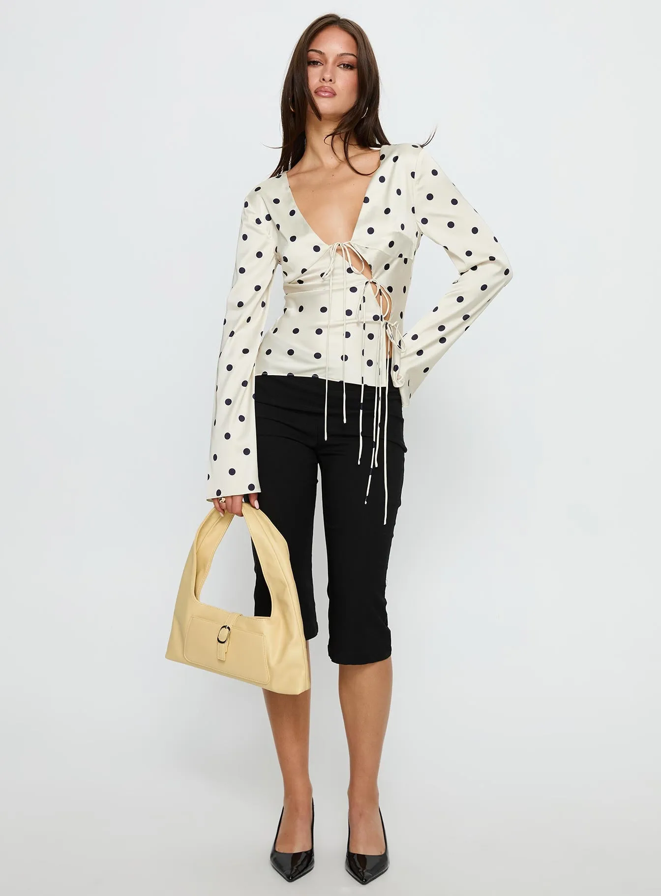 Mariah Long Sleeve Top Cream Polka sold by Princess Polly product image thumbnail 3