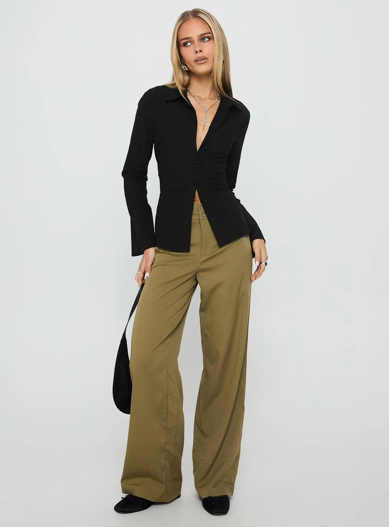 Eryx Tie Back Button Up Top Black sold by Princess Polly product image thumbnail 2