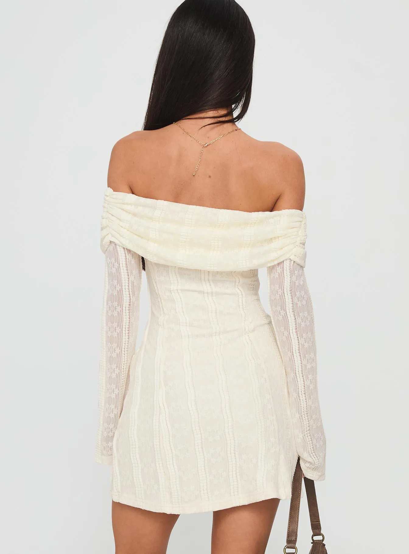 Colettie Long Sleeve Mini Dress Cream sold by Princess Polly product image thumbnail 5