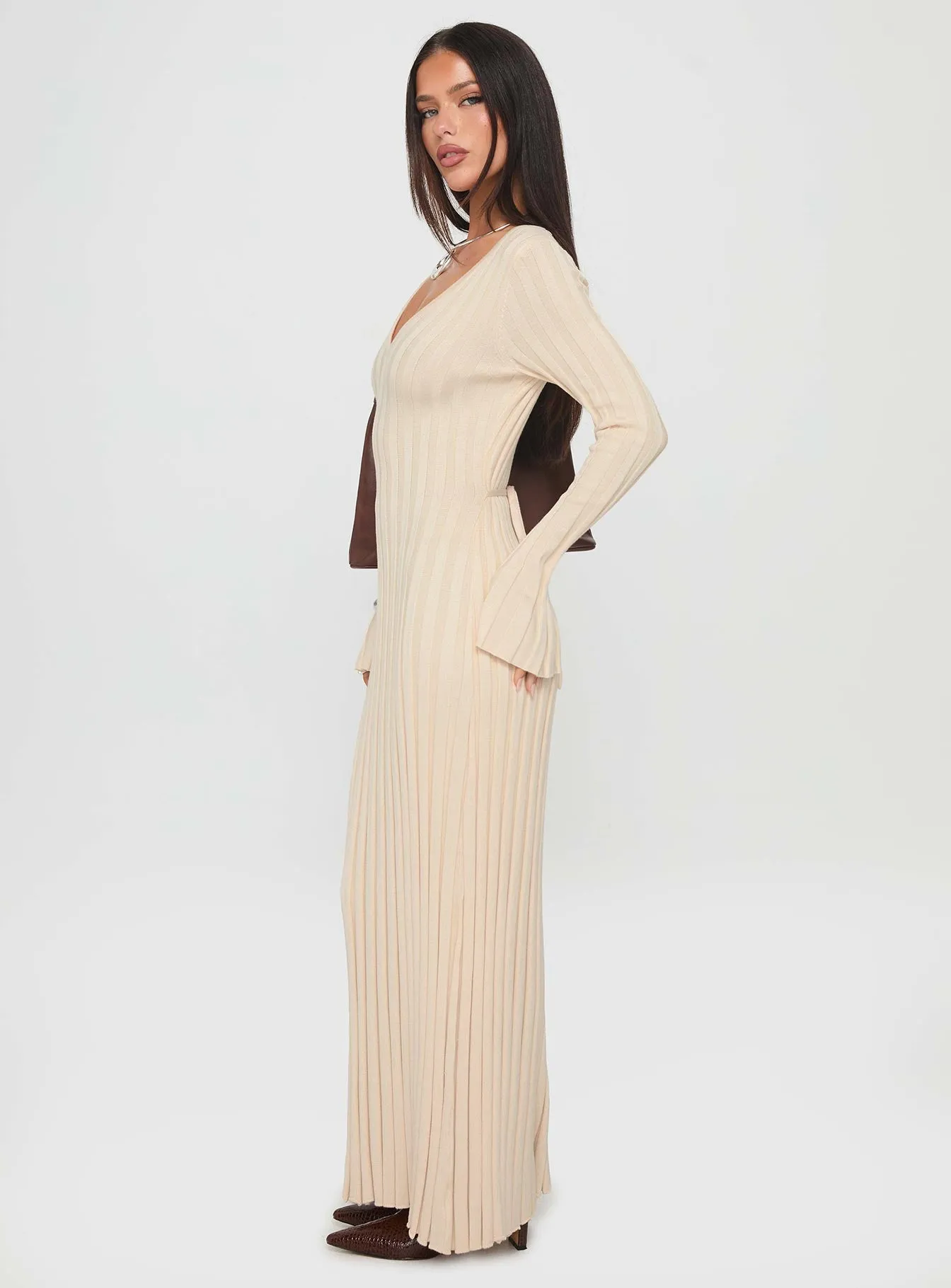 Gratuita Long Sleeve Rib Maxi Dress Cream sold by Princess Polly product image thumbnail 4