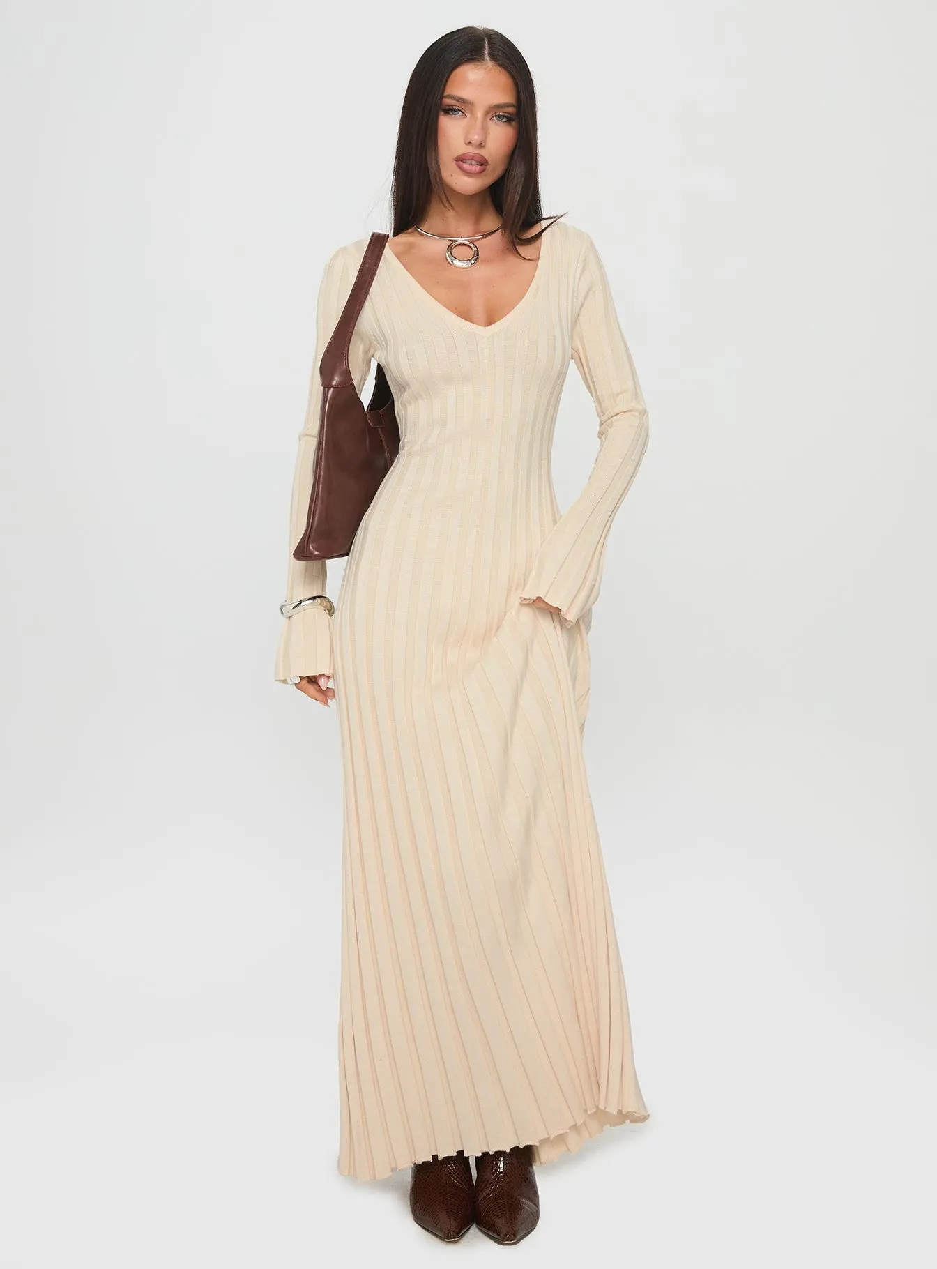 Gratuita Long Sleeve Rib Maxi Dress Cream sold by Princess Polly product image thumbnail 2