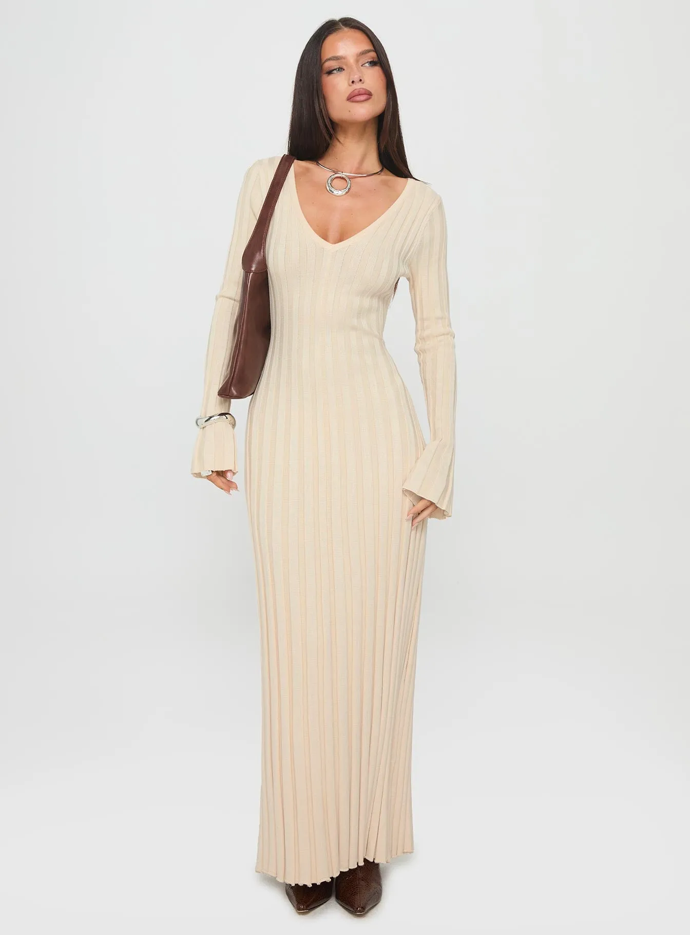 Gratuita Long Sleeve Rib Maxi Dress Cream sold by Princess Polly product image thumbnail 3