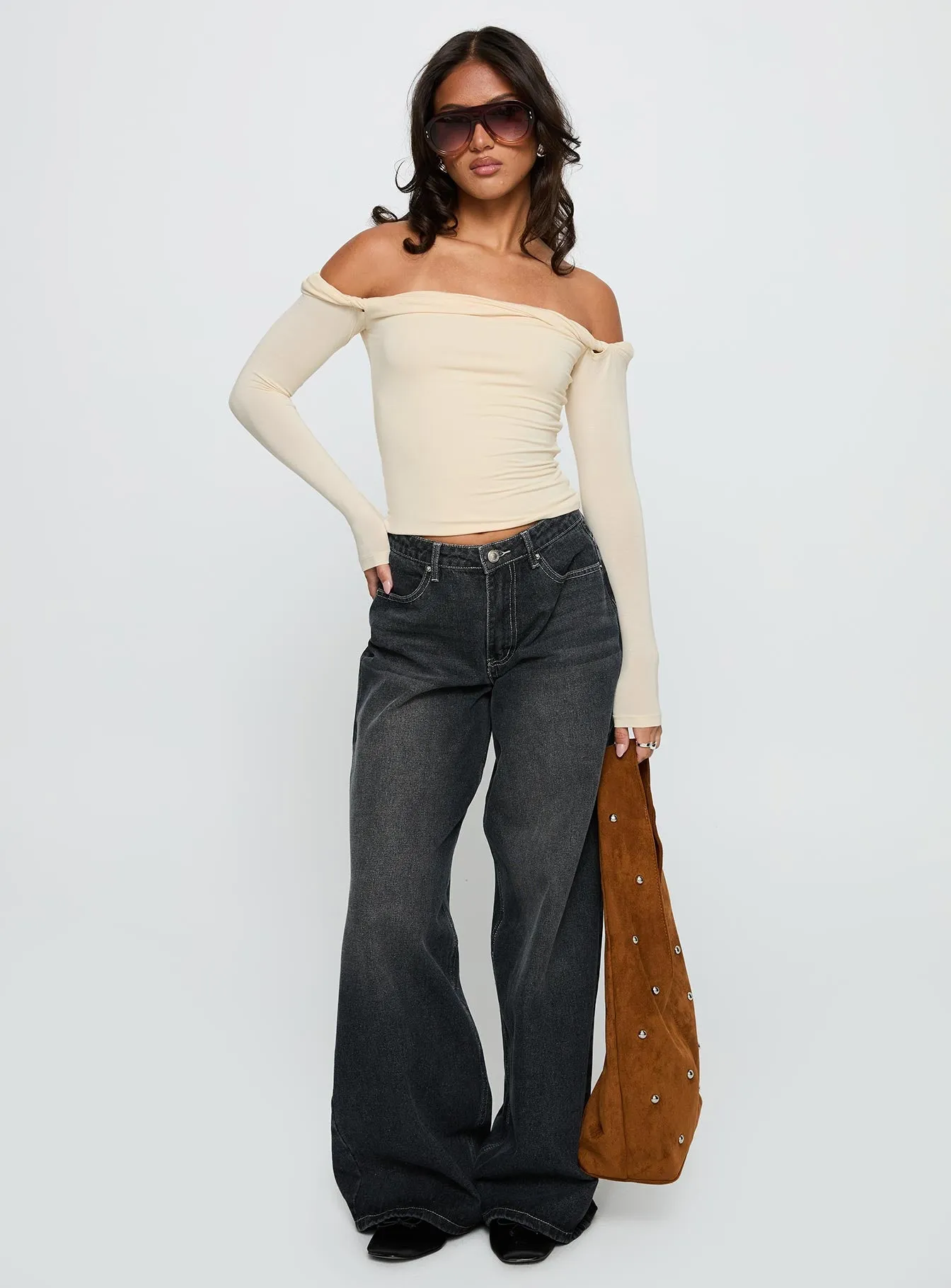 Naylor Mid Rise Wide Leg Jeans Grey Wash sold by Princess Polly product image thumbnail 3