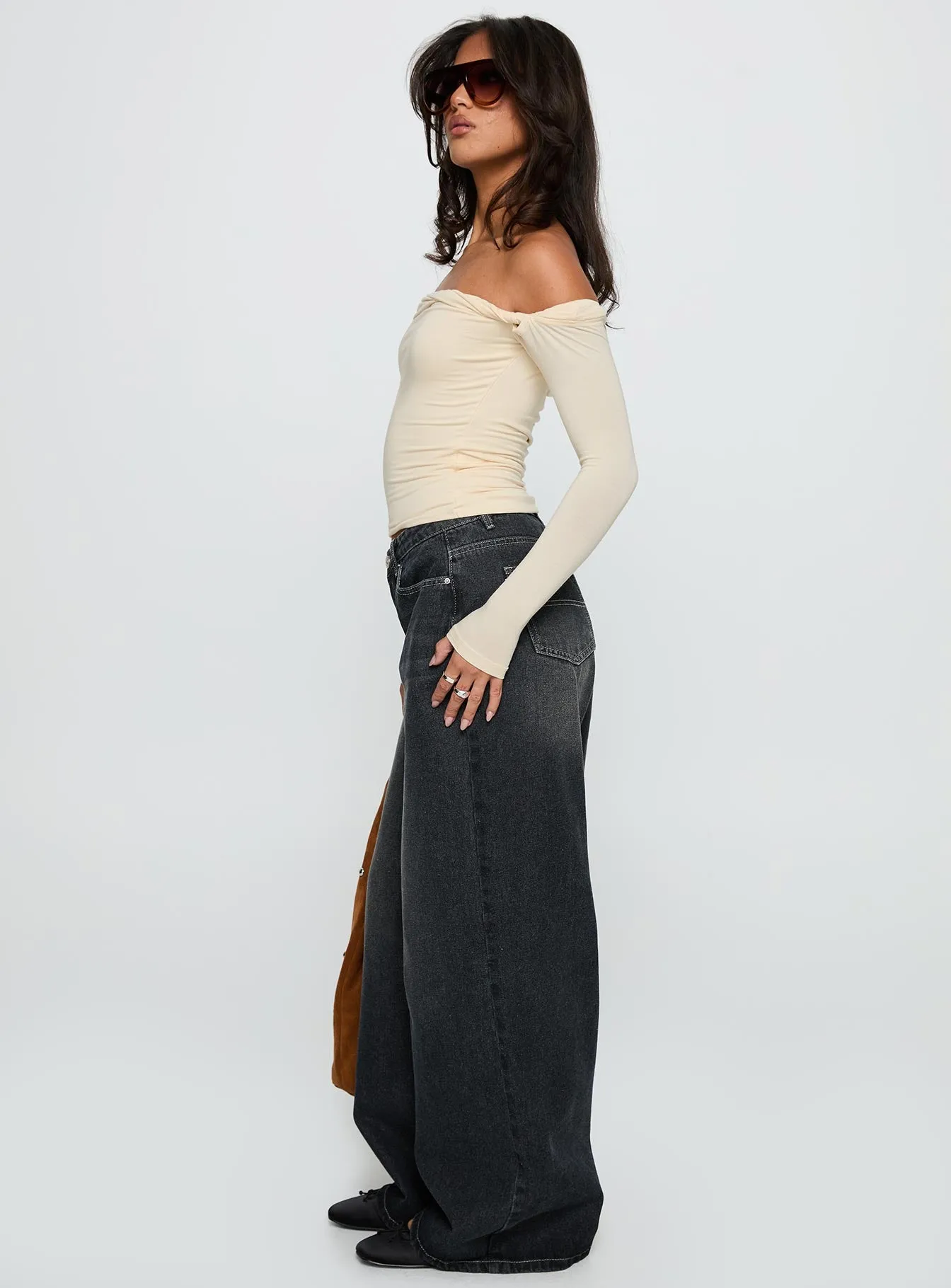 Naylor Mid Rise Wide Leg Jeans Grey Wash sold by Princess Polly product image thumbnail 4