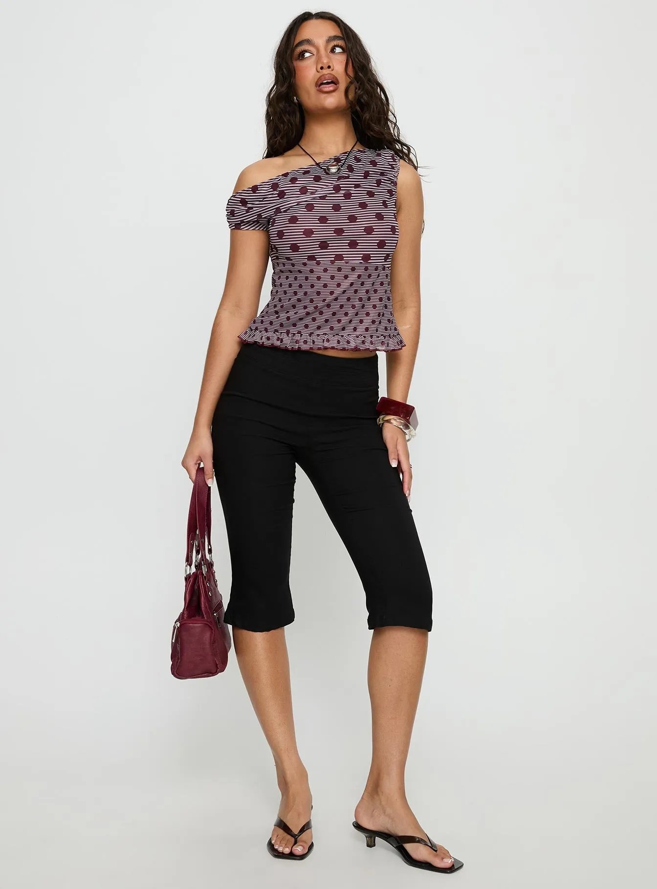 Tarya Top Stripe Polka Plum sold by Princess Polly product image thumbnail 3
