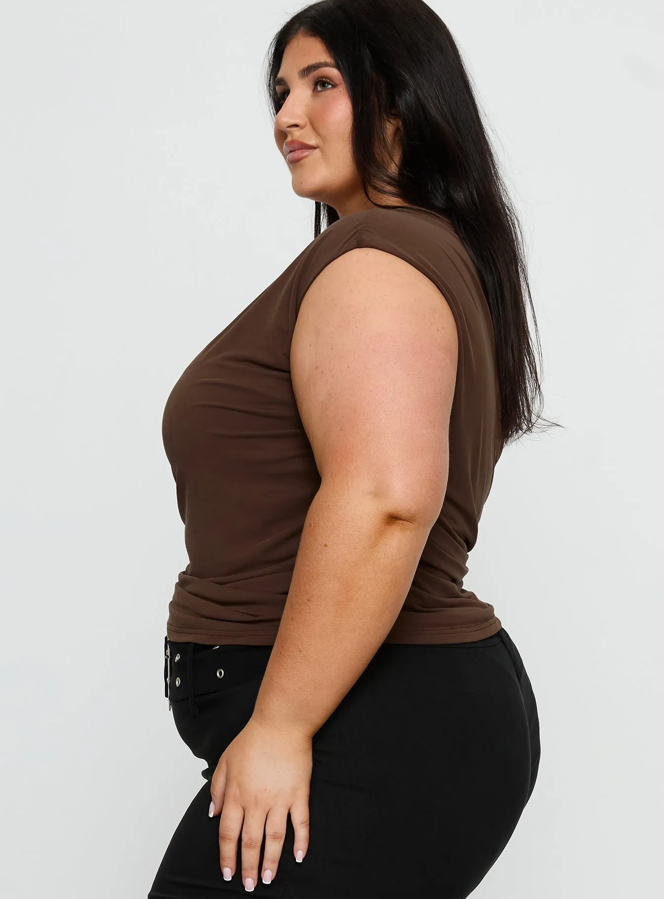 Amelyn One Shoulder Top Brown Curve sold by Princess Polly product image thumbnail 3