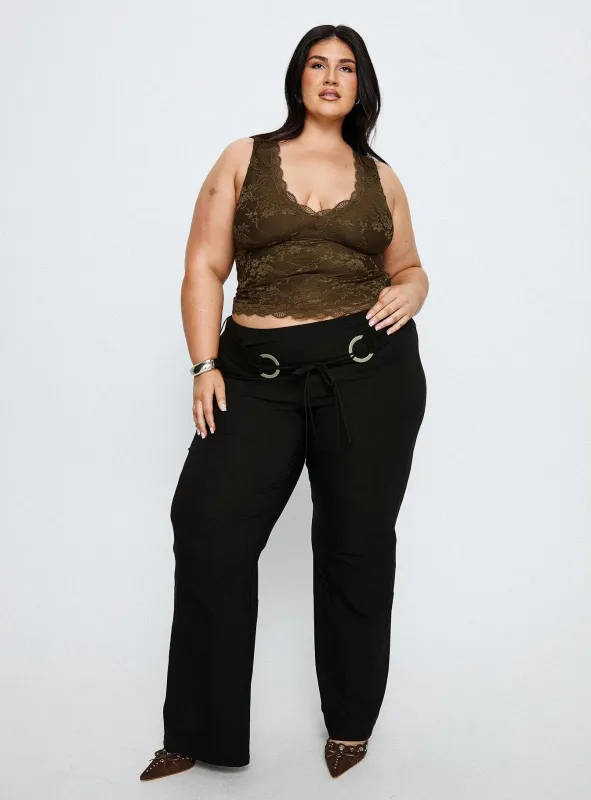 Twinflame Low Rise Hardware Pants Black Curve sold by Princess Polly