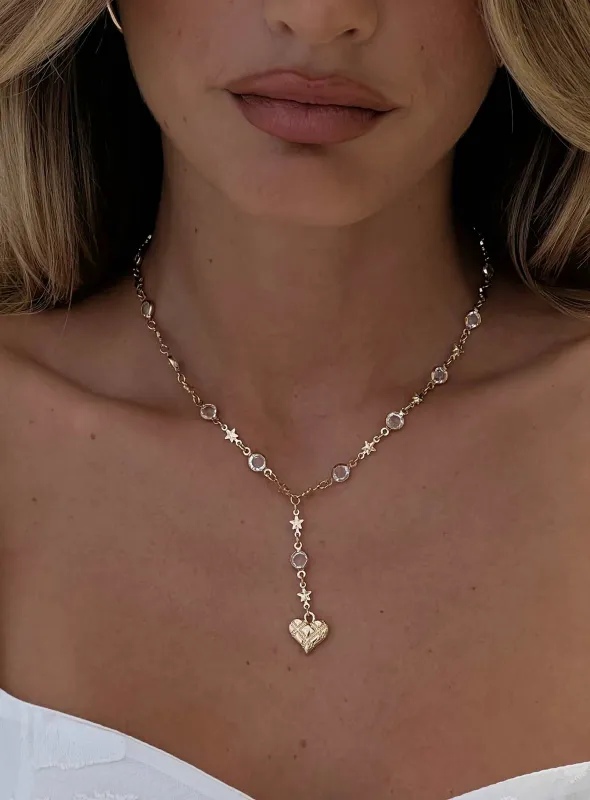 Daniele Y Necklace Gold sold by Princess Polly