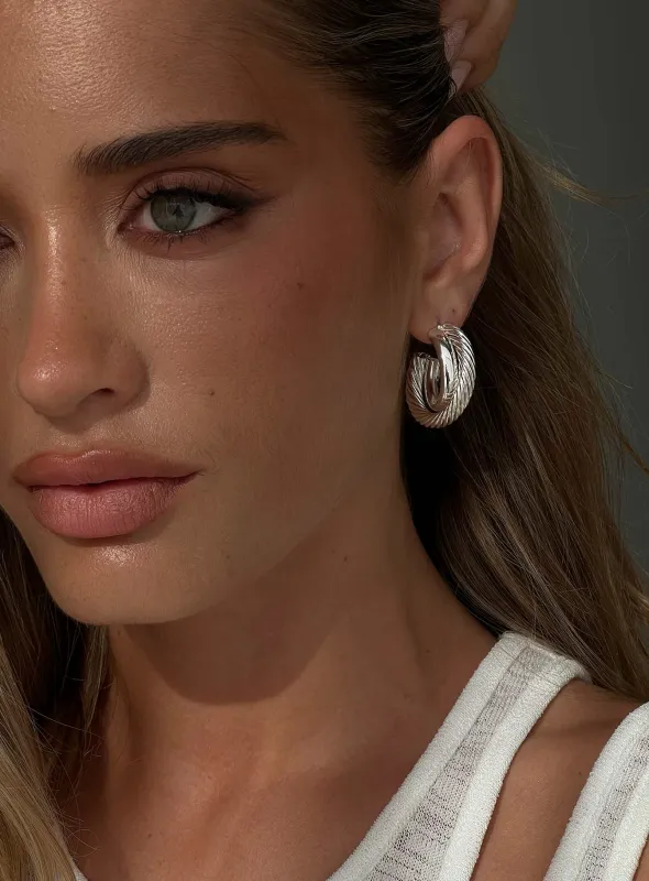 Aster Layered Hoops Silver sold by Princess Polly