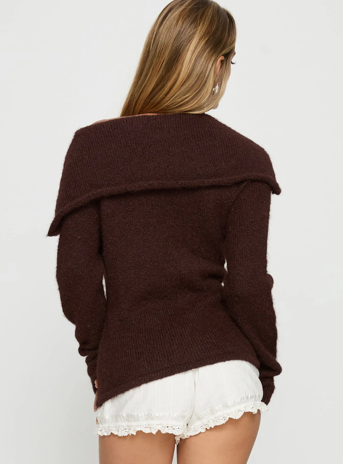 Kinslea Off Shoulder Knit Sweater Brown sold by Princess Polly product image thumbnail 5