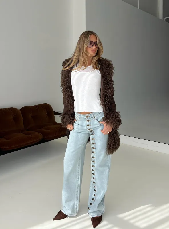 Penny Mid Rise Straight Leg Jeans Light Denim sold by Princess Polly