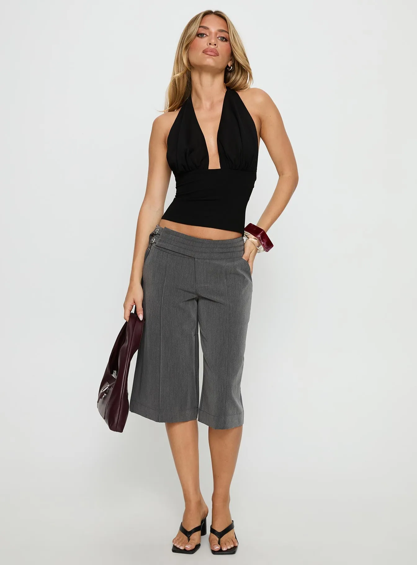 Rakelle 3/4 Tailored Shorts Dark Grey sold by Princess Polly product image thumbnail 2