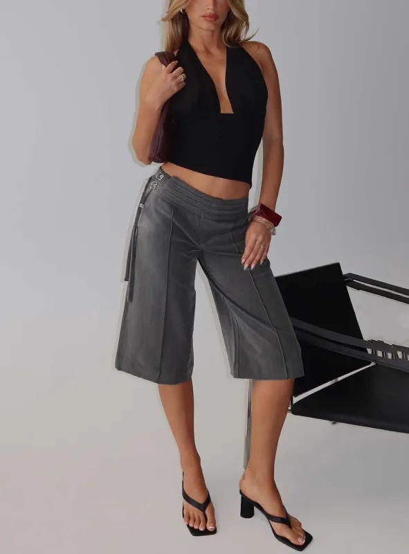 Rakelle 3/4 Tailored Shorts Dark Grey sold by Princess Polly